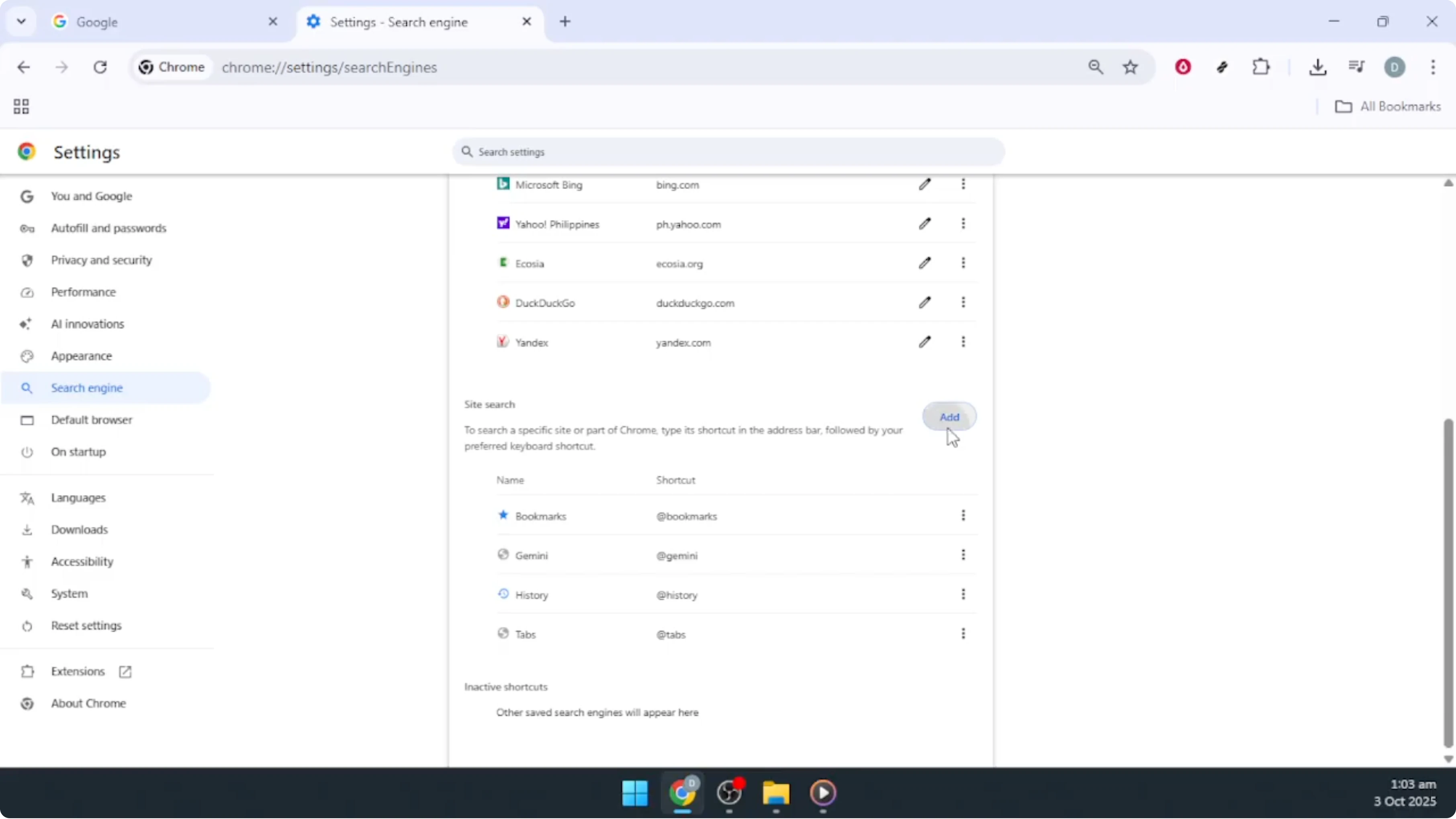 Screenshot from How To Add Custom Search Engine in Google Chrome [2026 Guide] at 73s