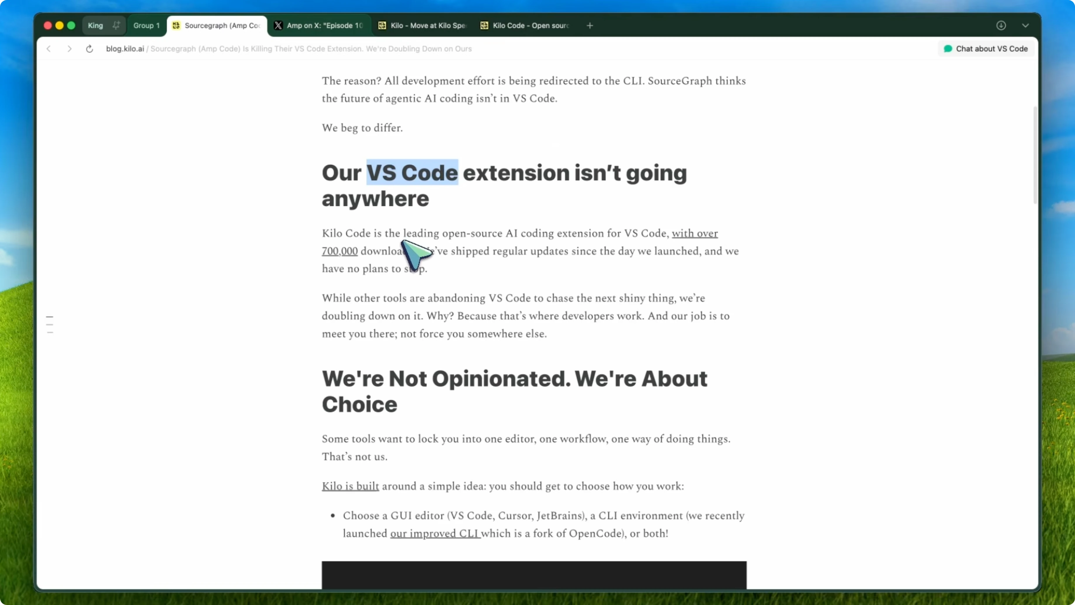 Screenshot from Is Amp Code Extension Ending? Your Next Best Alternative at 129s