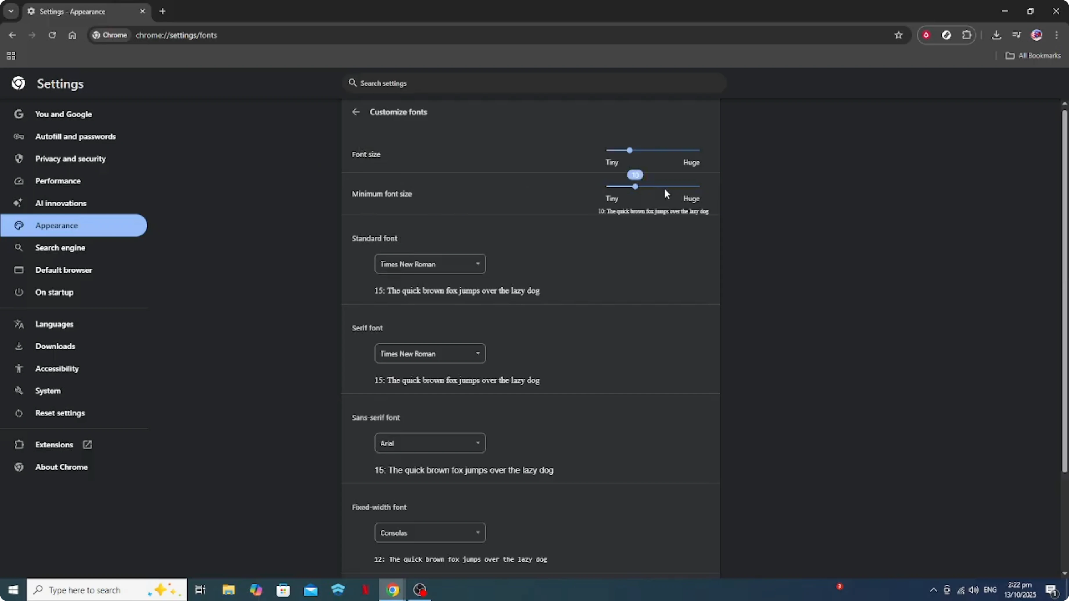 Screenshot from How To Change The Default Font Style in Google Chrome [2026 Guide] at 92s