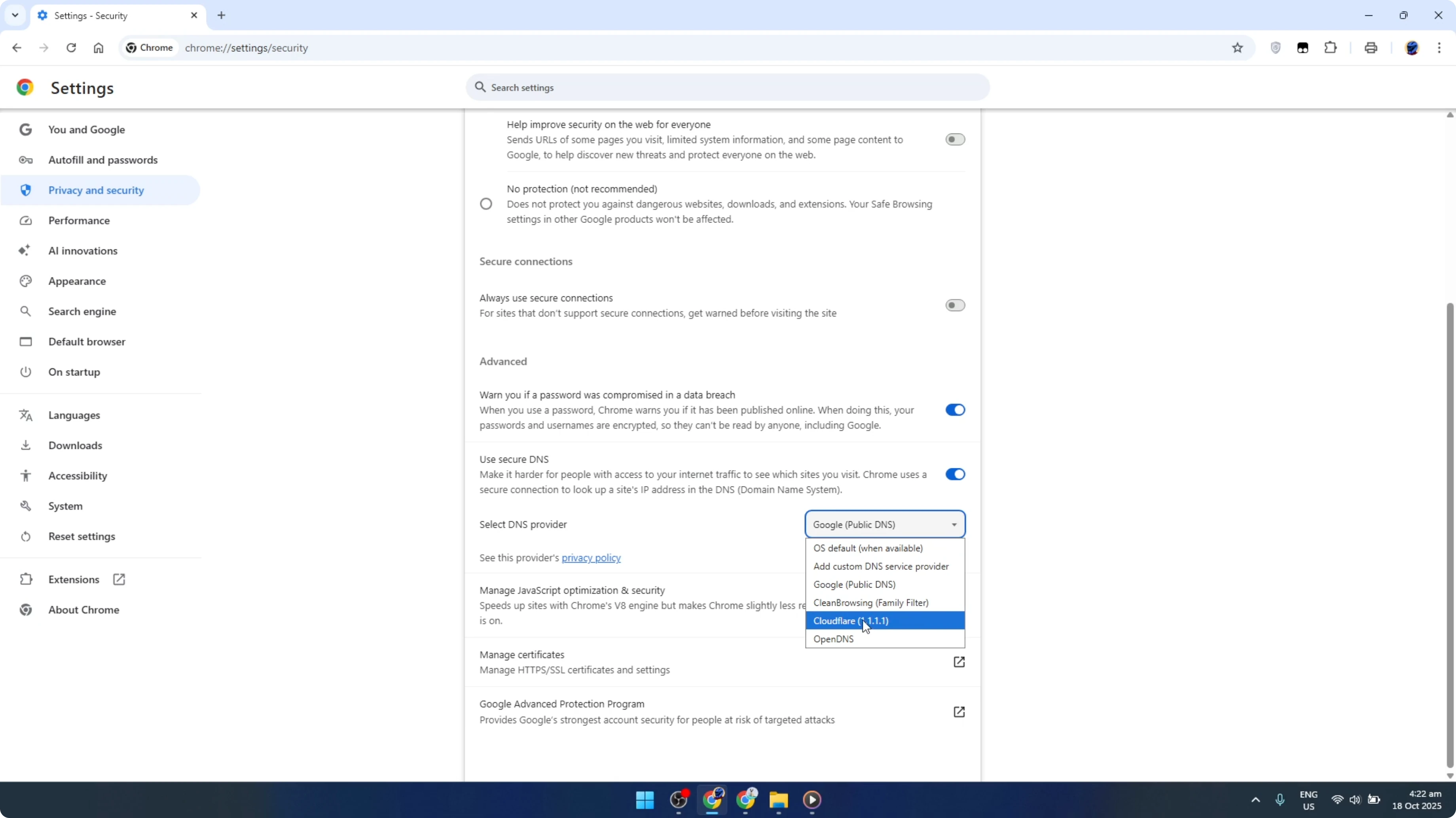 Screenshot from How To Change DNS Provider in Google Chrome [2026 Guide] at 109s
