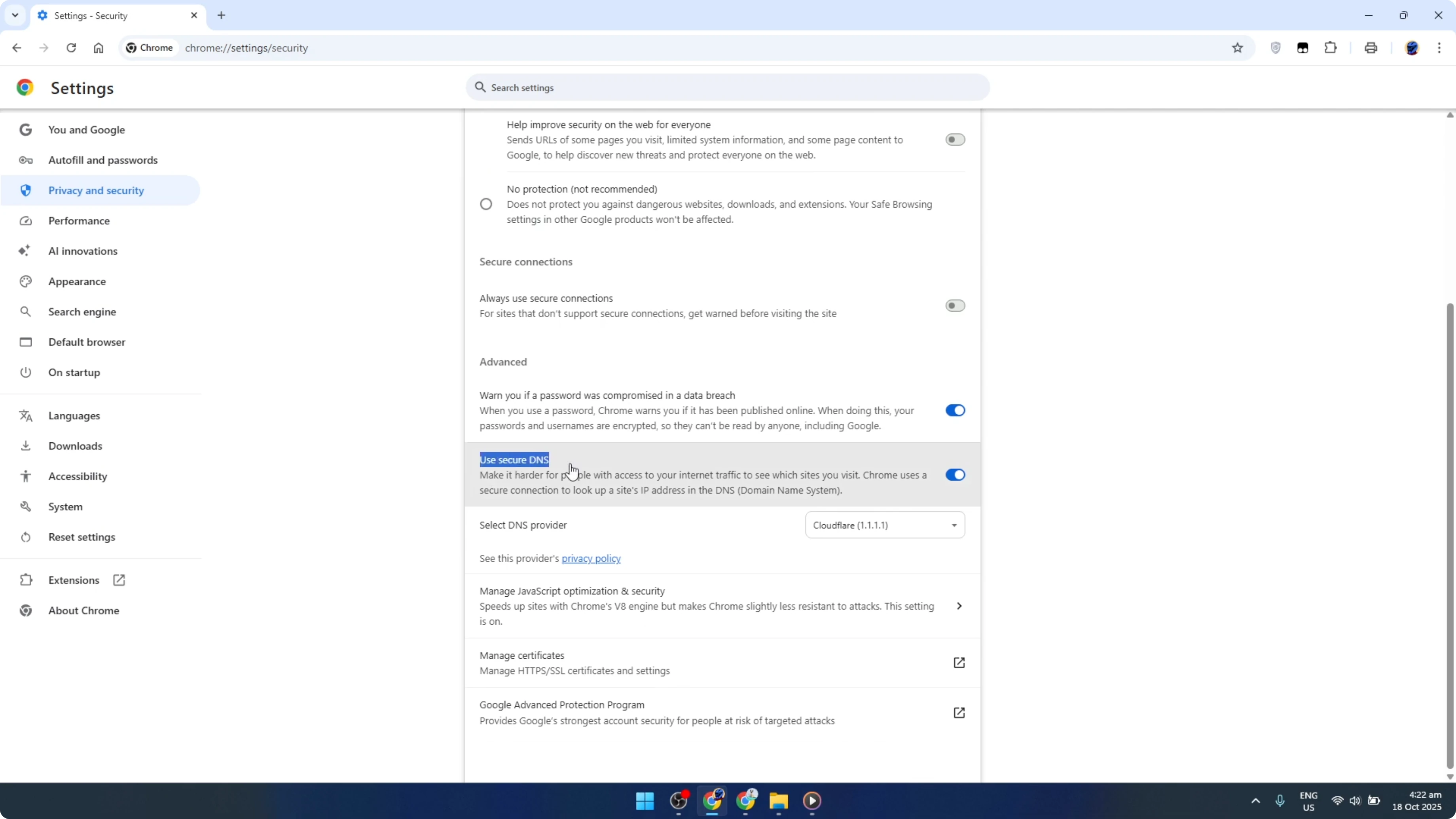 Screenshot from How To Change DNS Provider in Google Chrome [2026 Guide] at 69s
