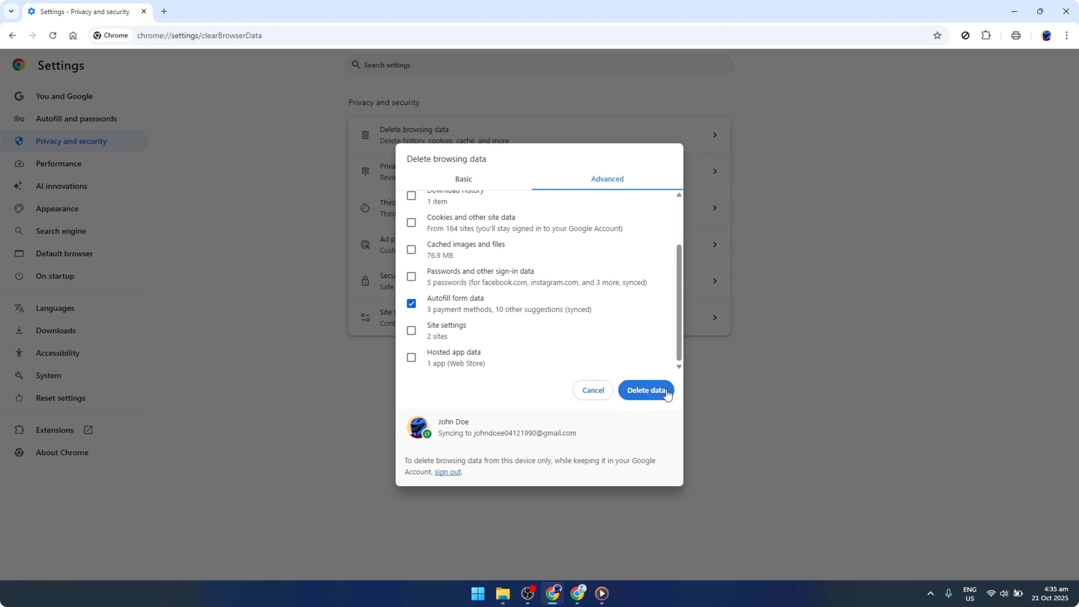 Screenshot from How To Clear Autofill In Google Chrome [2026 Guide] at 112s