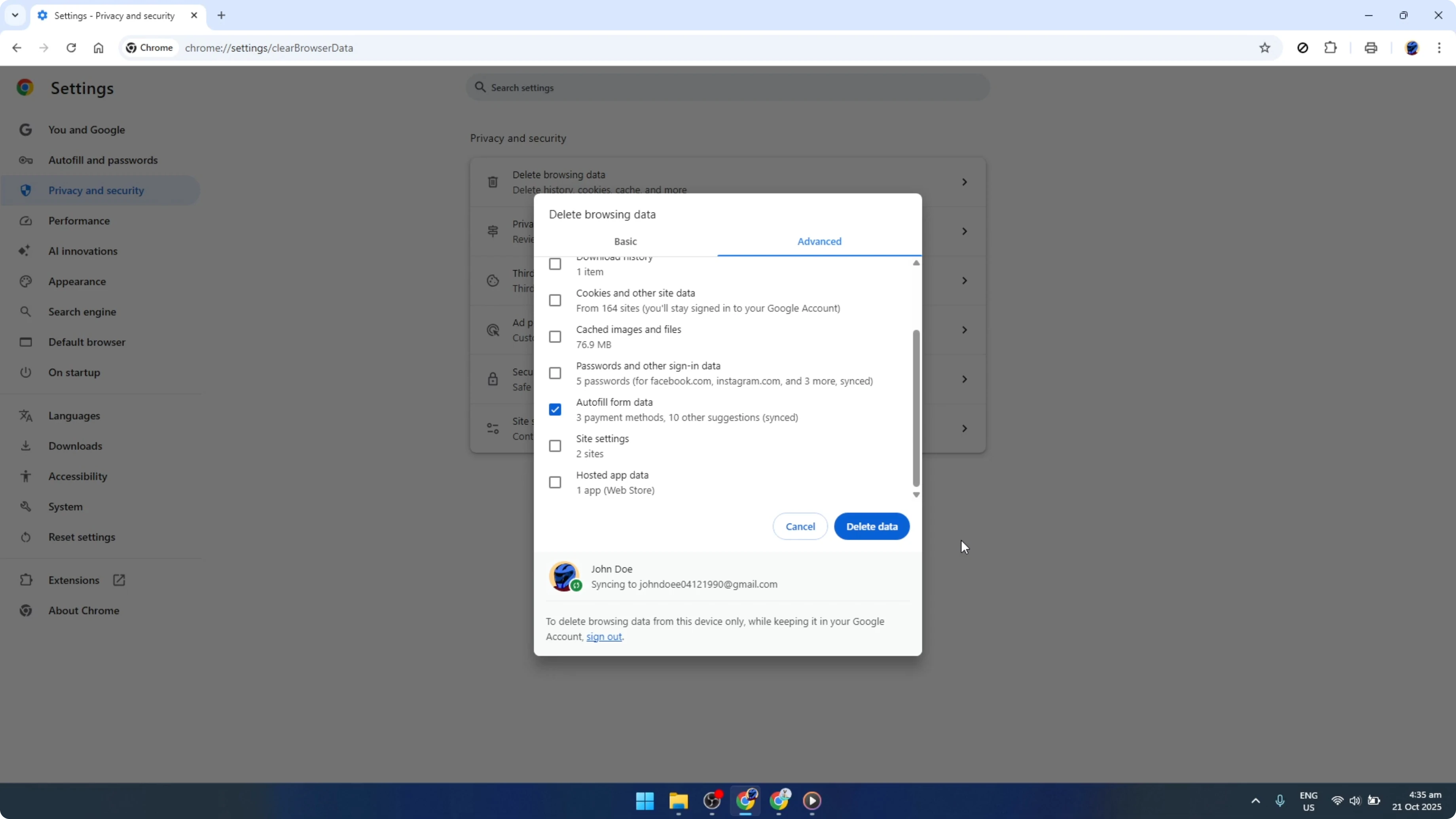 Screenshot from How To Clear Autofill In Google Chrome [2026 Guide] at 125s