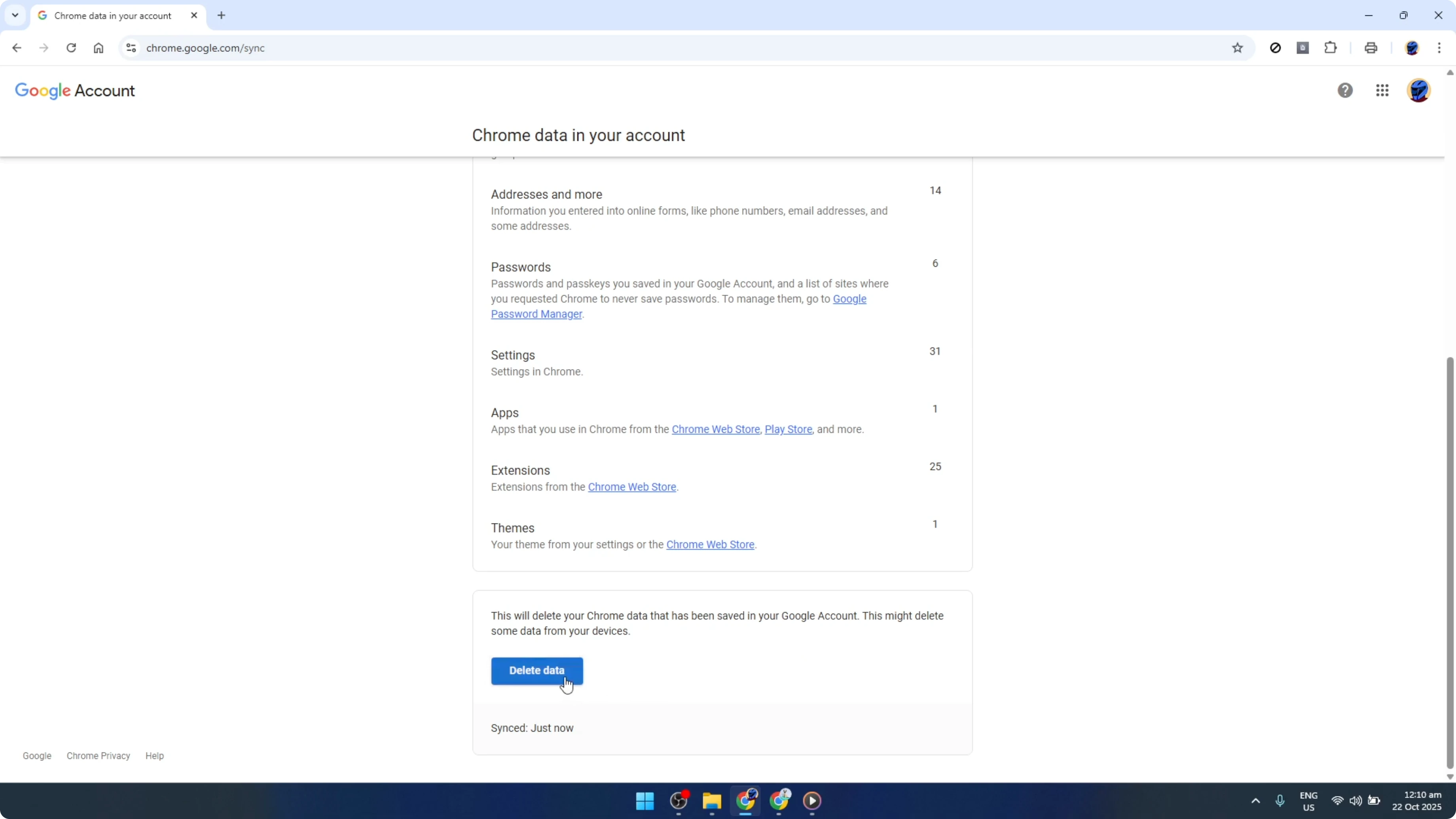 Screenshot from How To Delete your Google Chrome Sync Data (step by step) [2026 Guide] at 71s