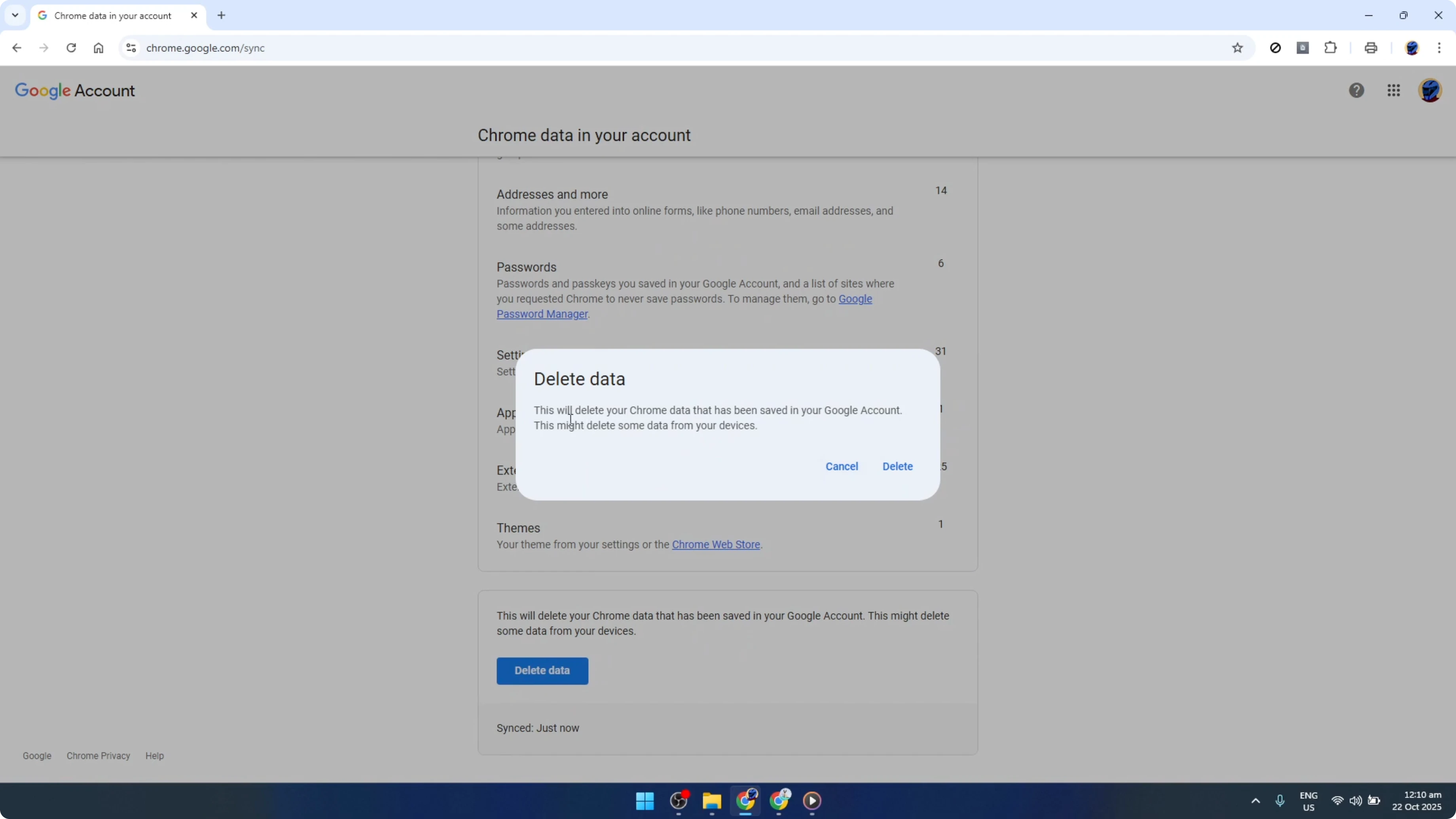 Screenshot from How To Delete your Google Chrome Sync Data (step by step) [2026 Guide] at 79s