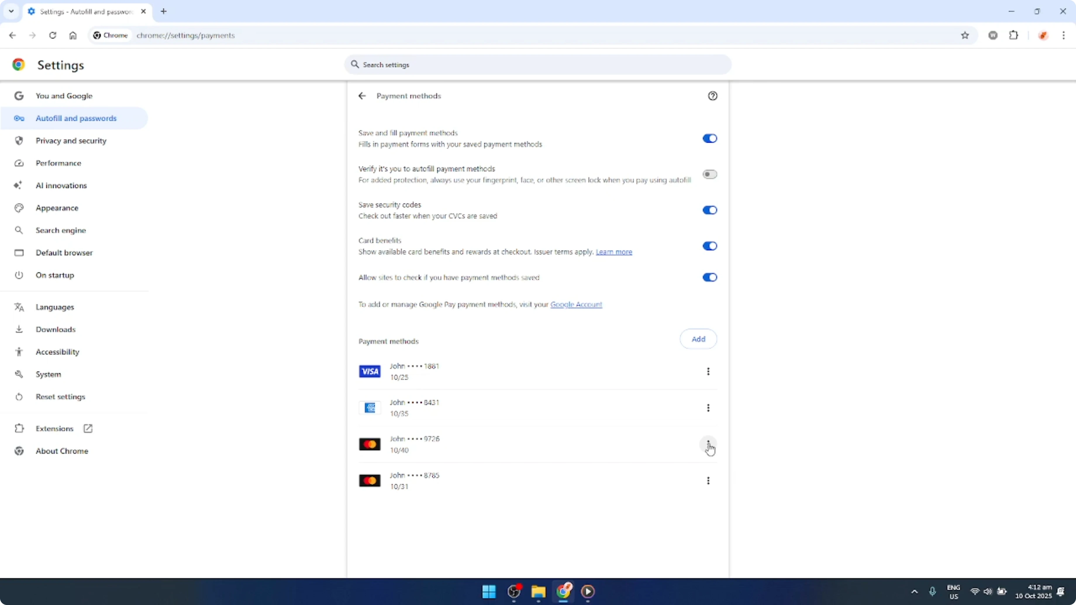 Screenshot from How To Delete Payment Information and Credit Cards From Google Chrome [2026 Guide] at 78s