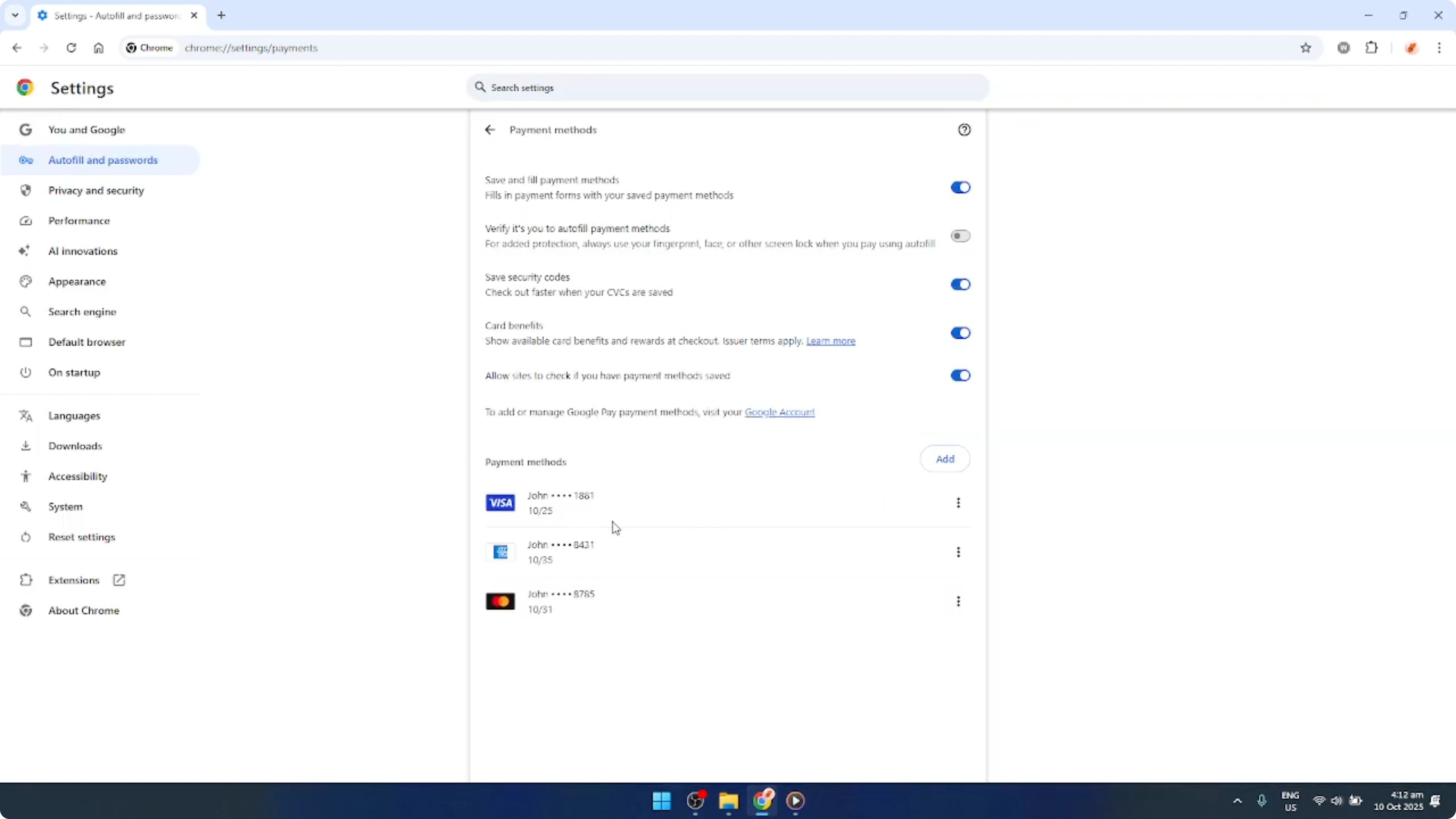 Screenshot from How To Delete Payment Information and Credit Cards From Google Chrome [2026 Guide] at 87s