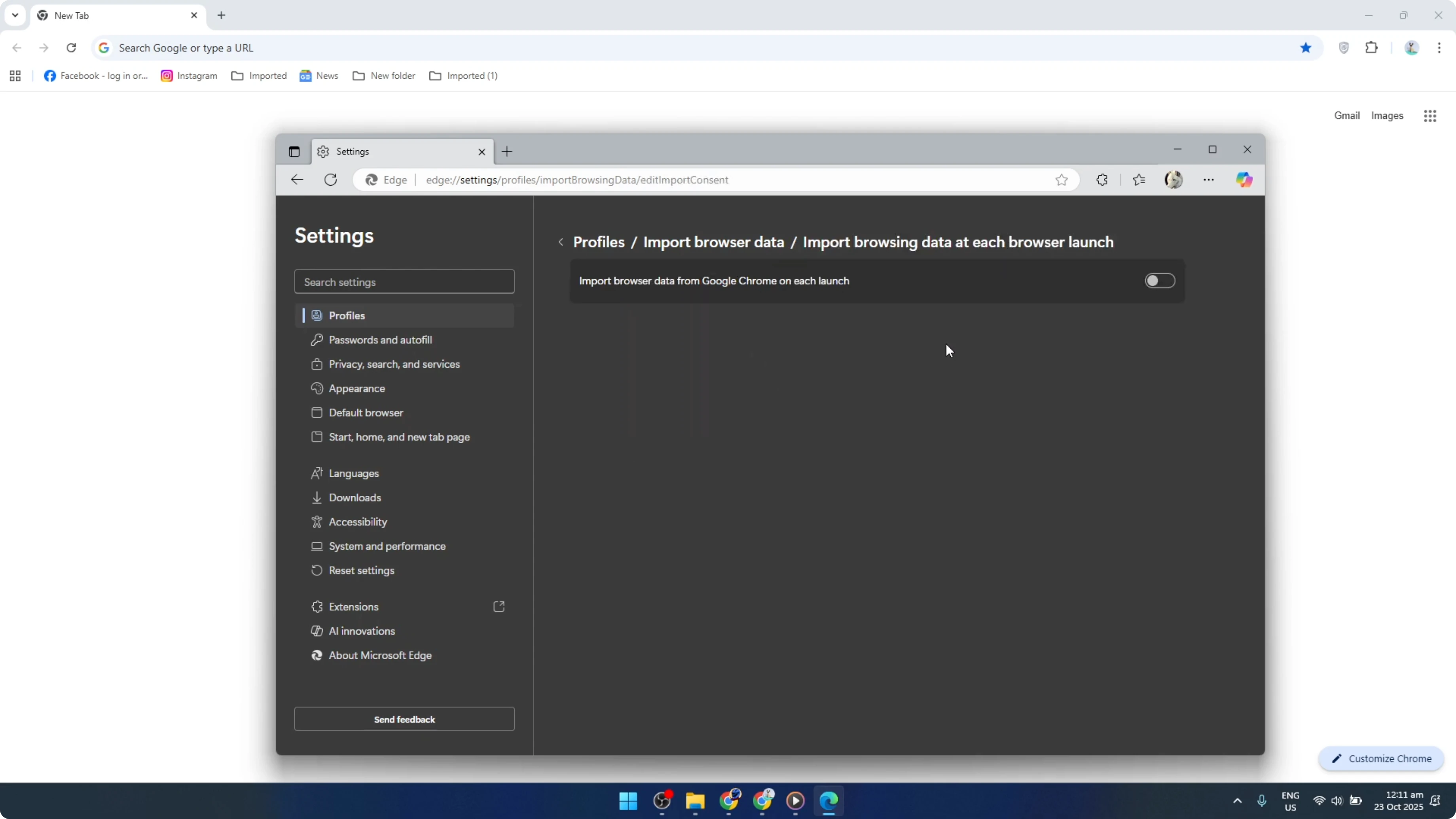 Screenshot from How To Disable Microsoft Edge Synching With Your Google Chrome [2026 Guide] at 66s
