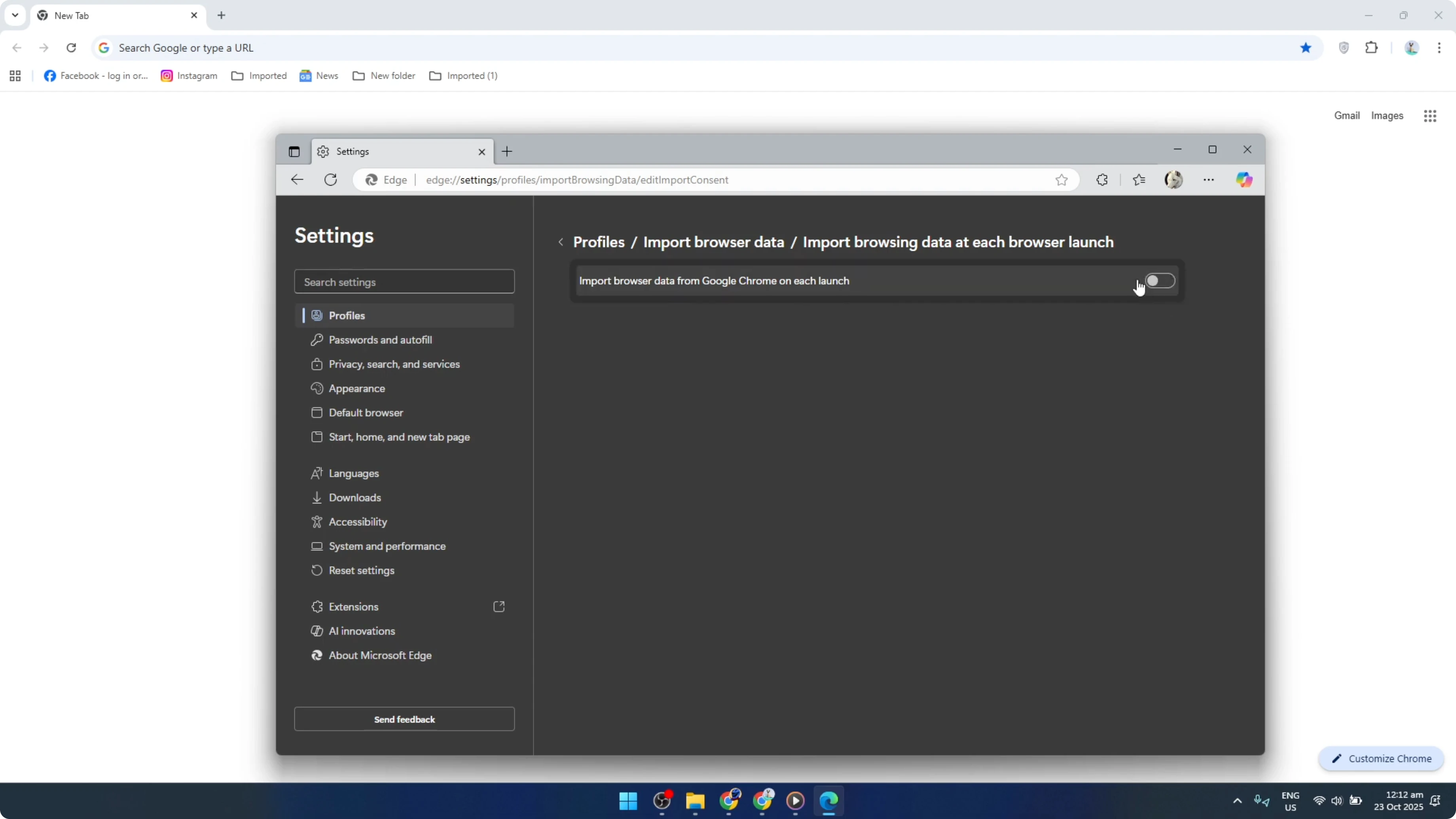 Screenshot from How To Disable Microsoft Edge Synching With Your Google Chrome [2026 Guide] at 97s