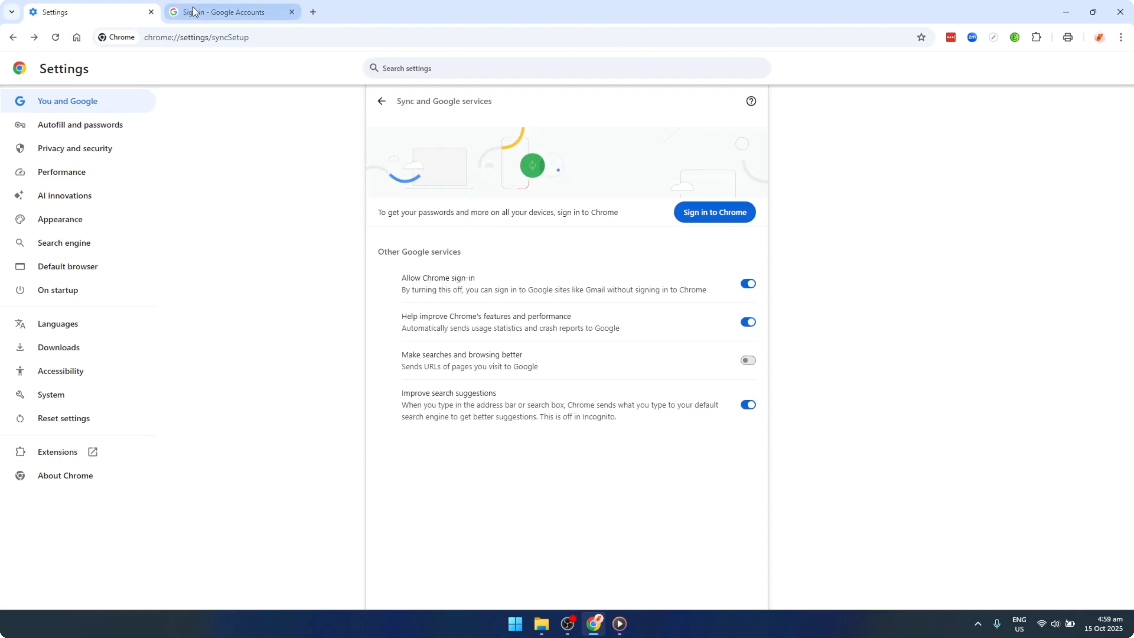 Screenshot from How To Disable Sync in Google Chrome on PC or Laptop [2026 Guide] at 108s