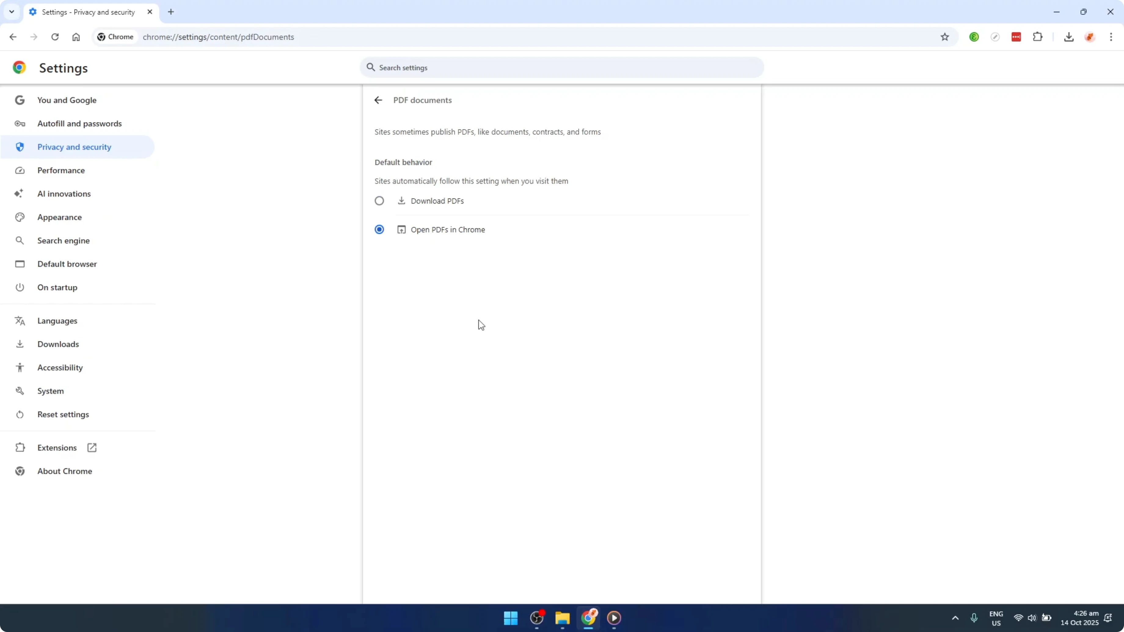 Screenshot from How To Enable Or Disable PDF Viewer in Google Chrome [2026 Guide] at 153s
