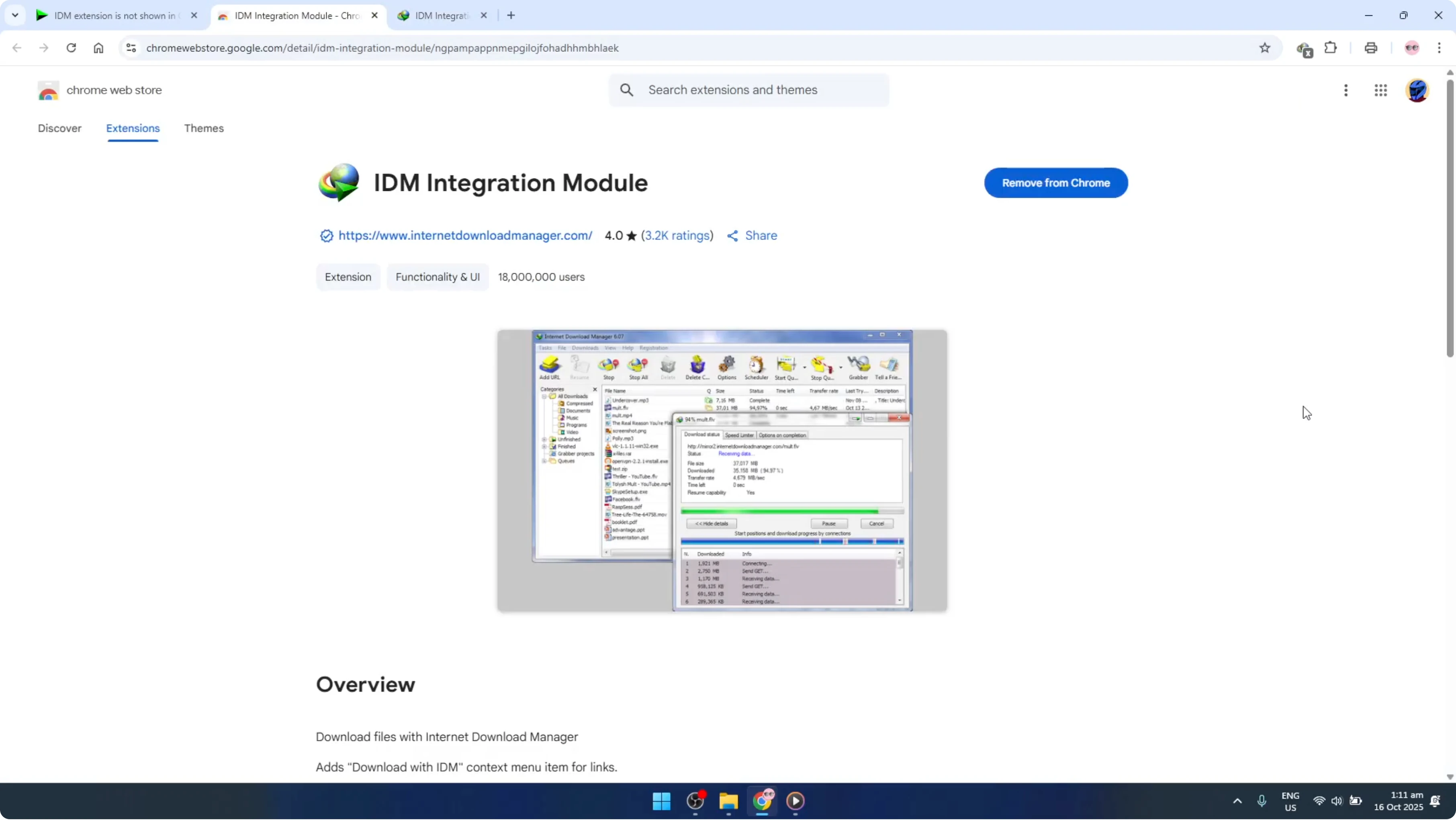 Screenshot from How To Enable IDM Internet Download Manager Extension In Google Chrome Browser [2026 Guide] at 116s