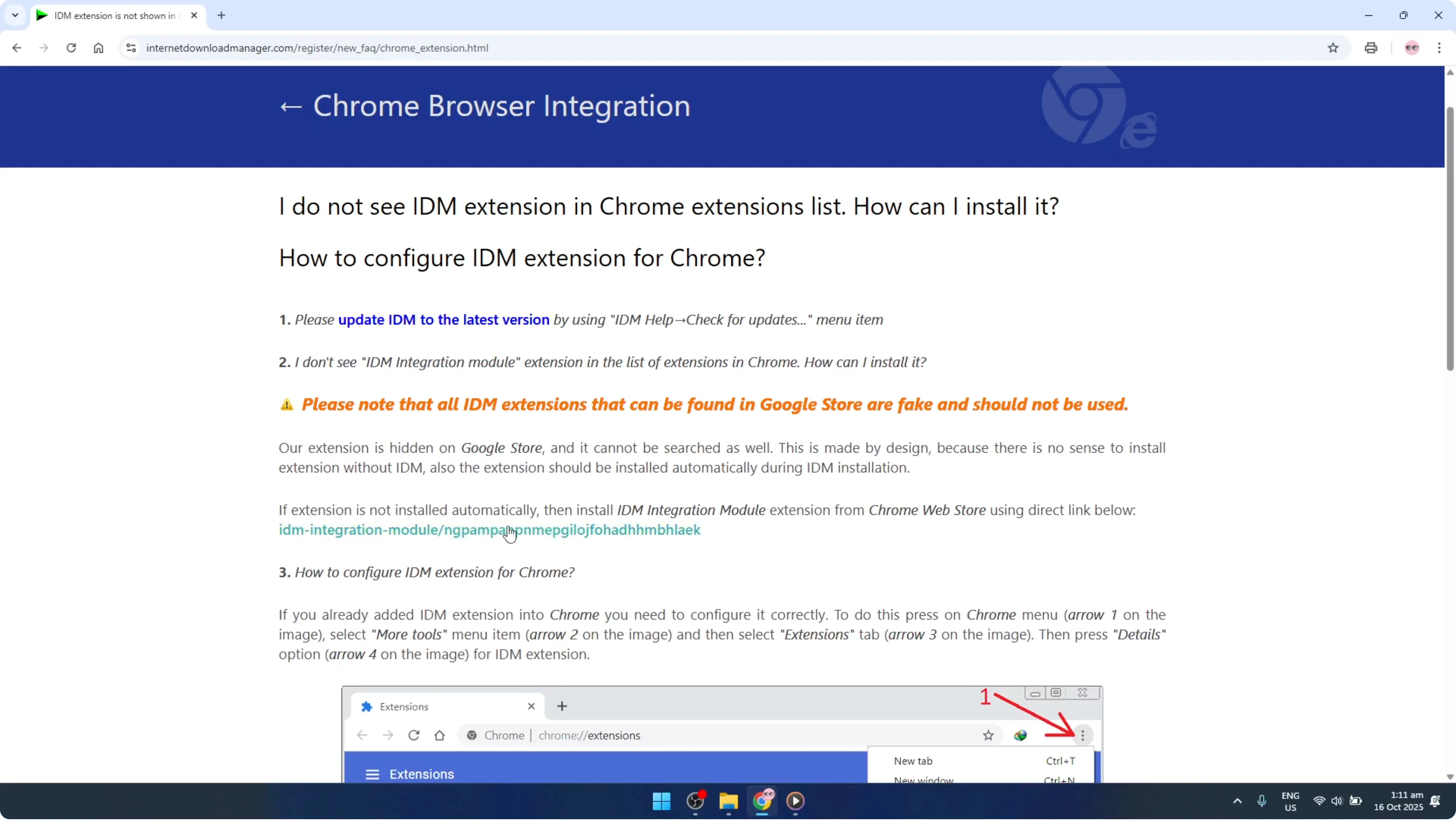 Screenshot from How To Enable IDM Internet Download Manager Extension In Google Chrome Browser [2026 Guide] at 61s