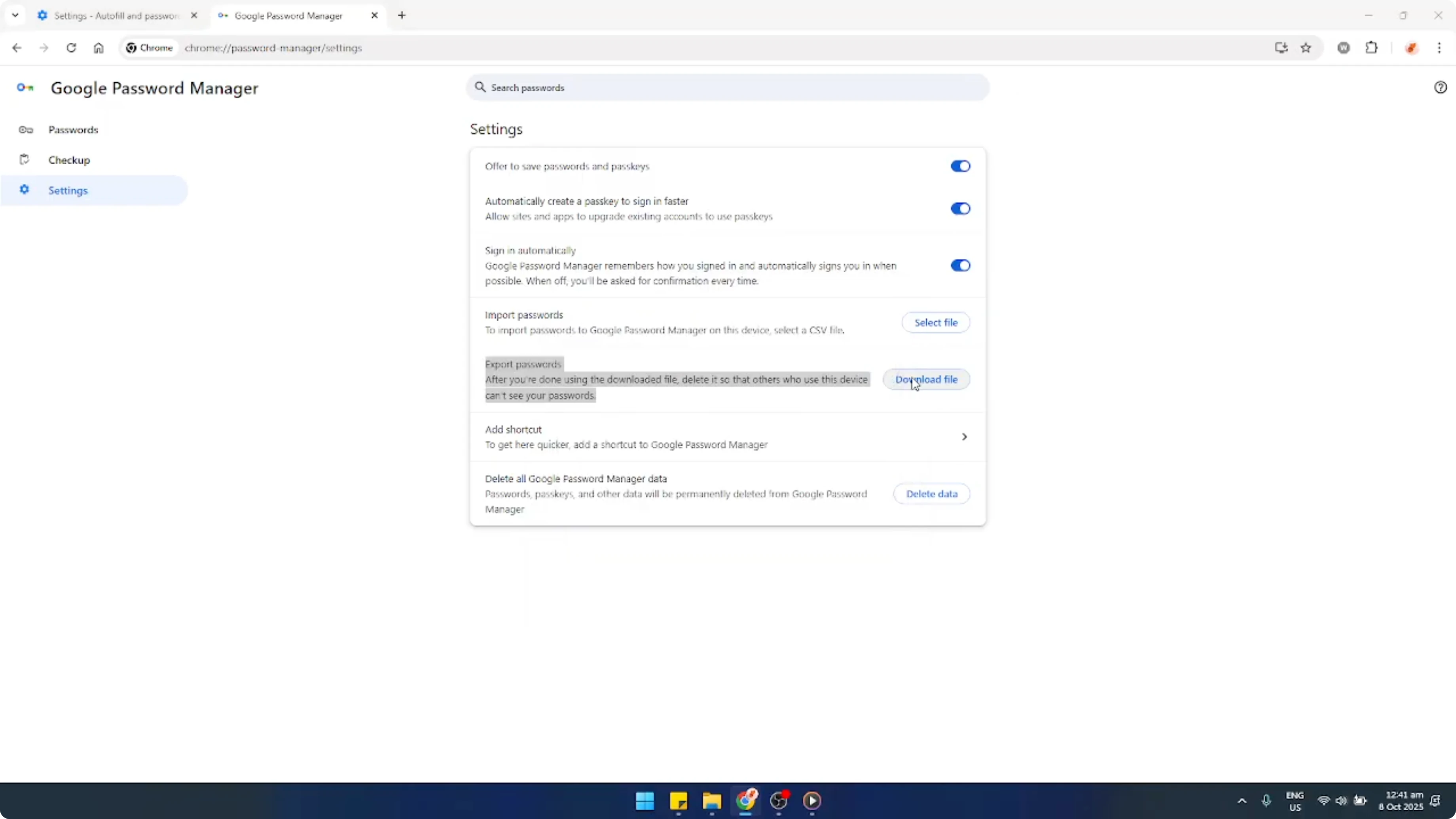 Screenshot from How To Export Passwords From Google Chrome [2026 Guide] at 100s