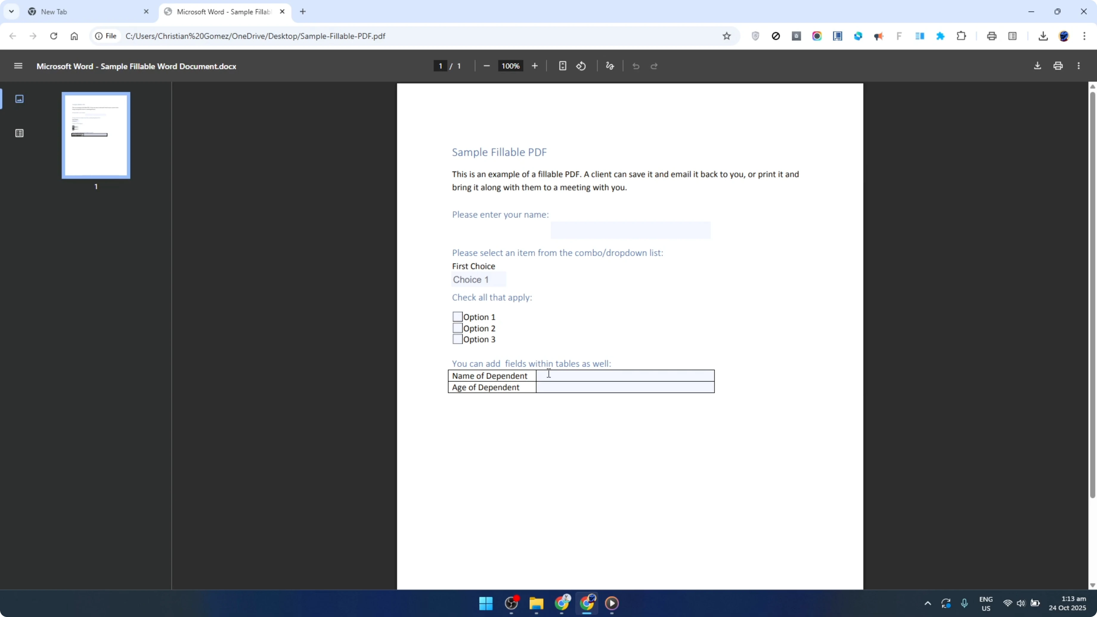 Screenshot from How To Fill a Fillable PDF Form for Free Using Google Chrome [2026 Guide] at 42s