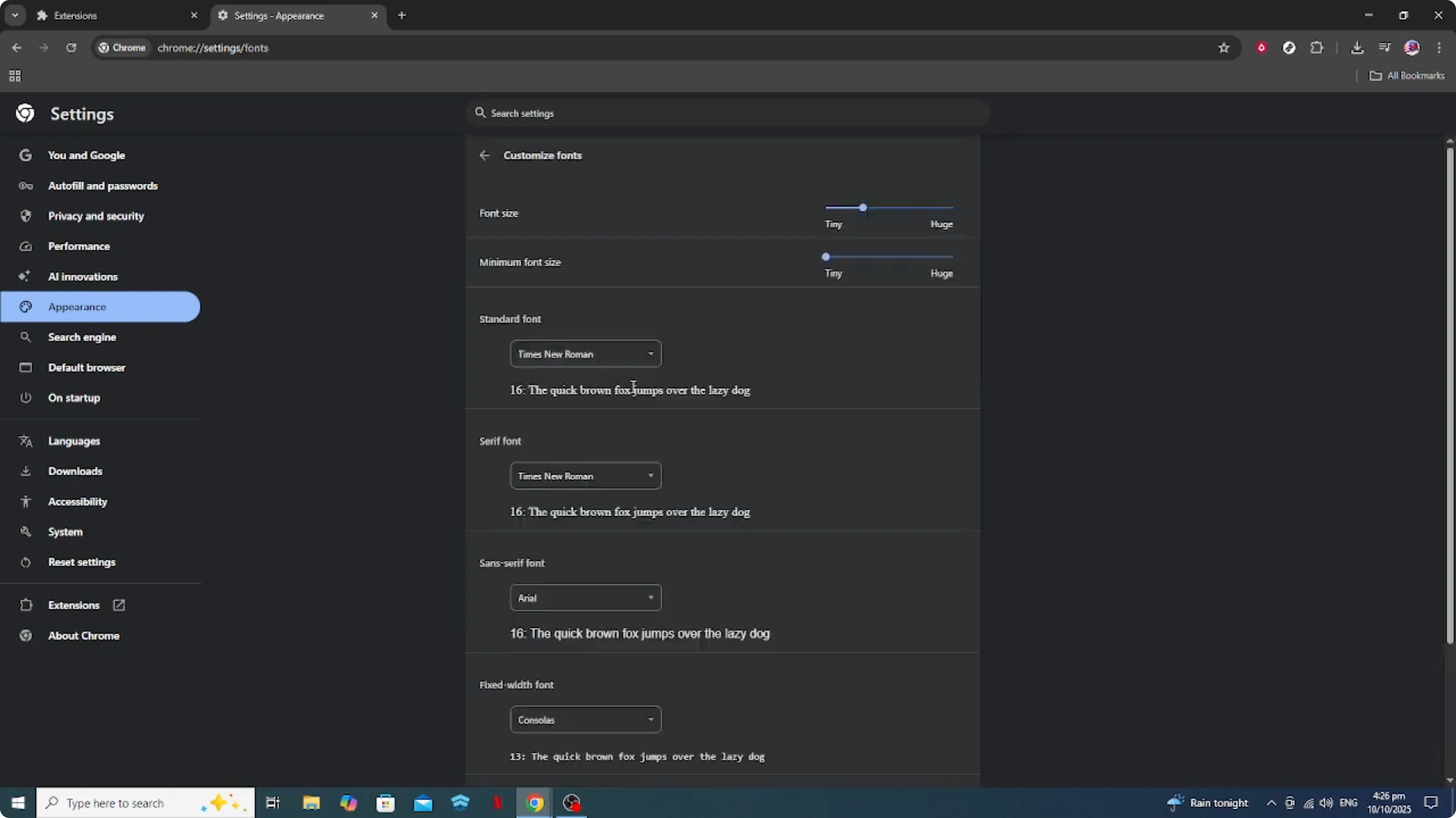 Screenshot from How To Easily Fix Google Chrome Italic Font Issue [2026 Guide] at 122s