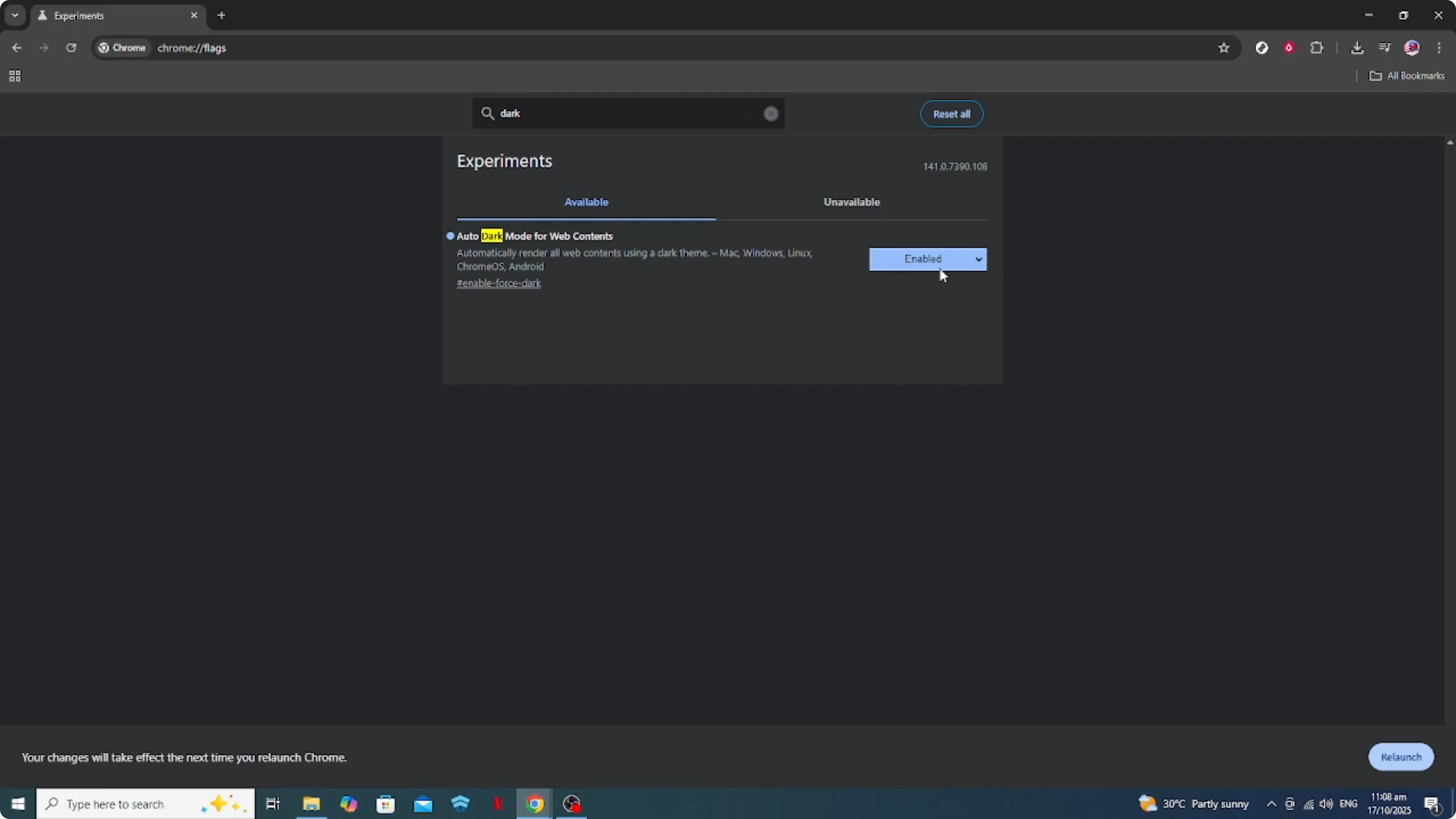 Screenshot from How To Force Dark Mode on All Websites in Google Chrome [2026 Guide] at 115s