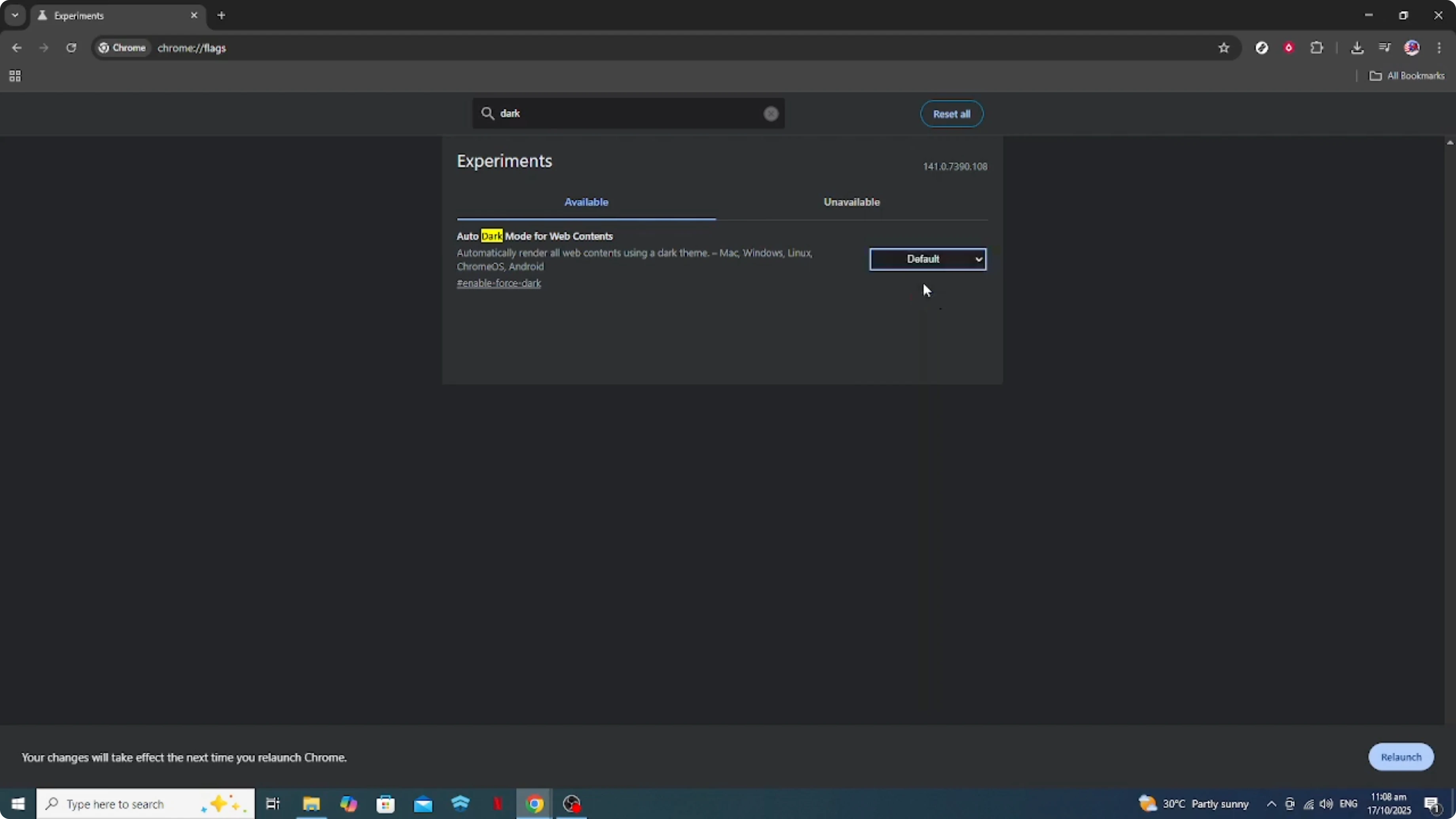 Screenshot from How To Force Dark Mode on All Websites in Google Chrome [2026 Guide] at 133s