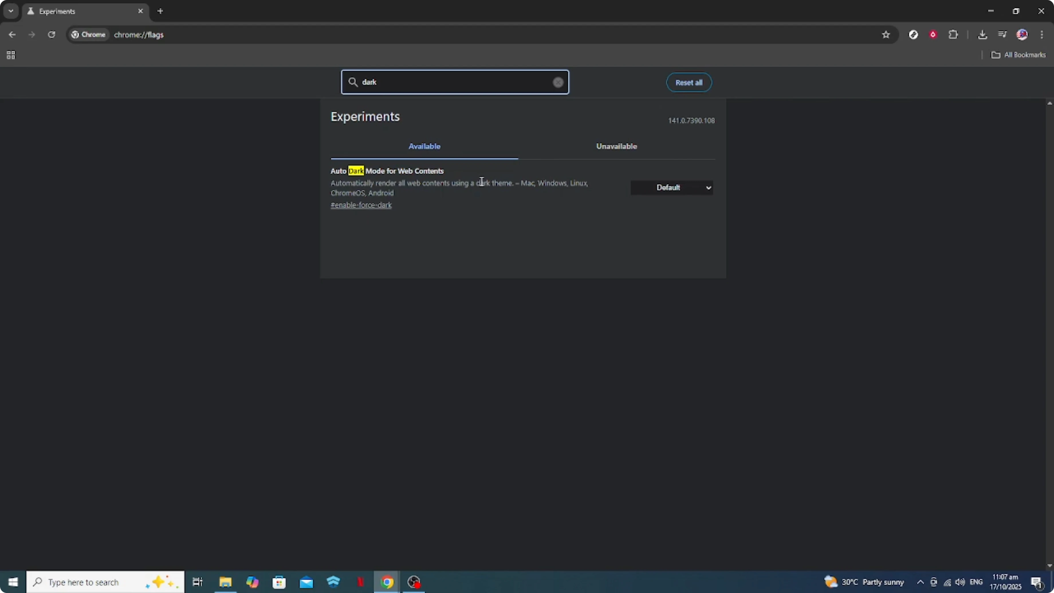 Screenshot from How To Force Dark Mode on All Websites in Google Chrome [2026 Guide] at 67s