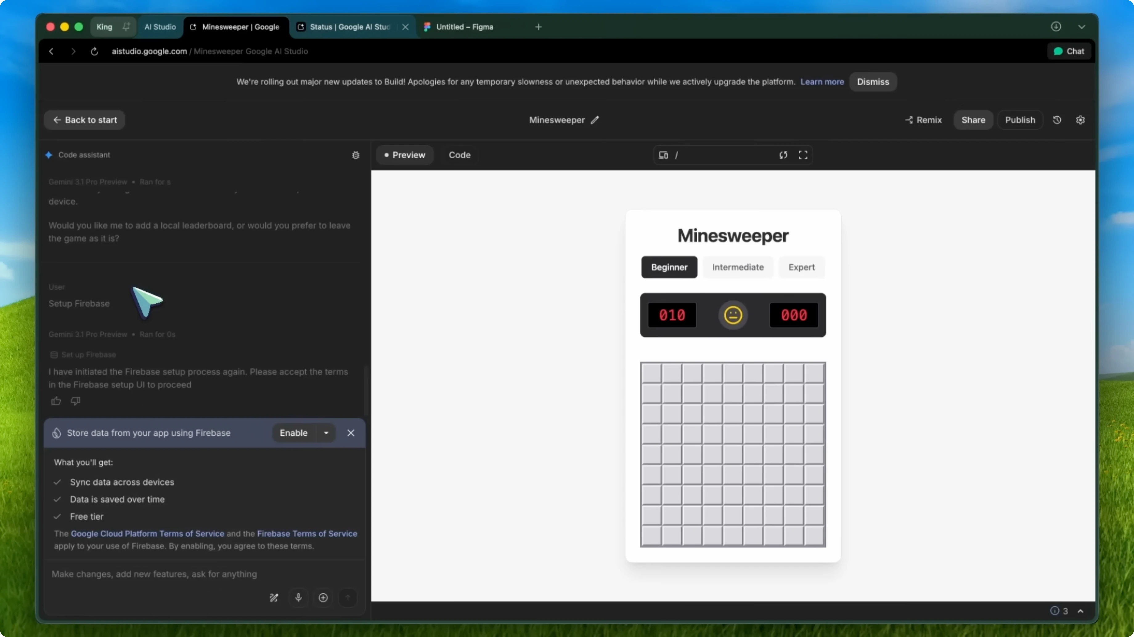Screenshot from Google AI Studio 2.0: Antigravity and Firebase Agent Features at 177s