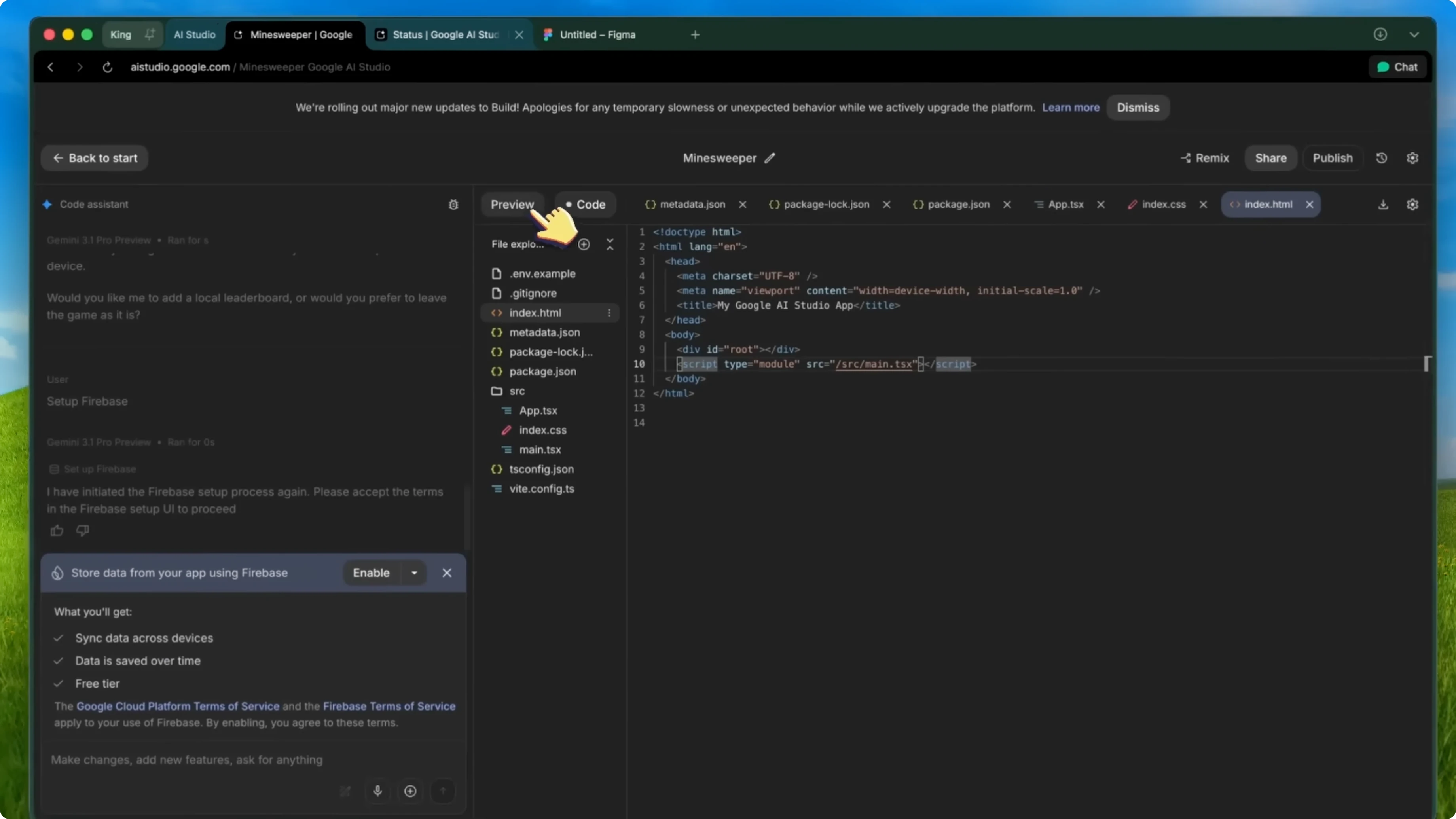 Screenshot from Google AI Studio 2.0: Antigravity and Firebase Agent Features at 210s