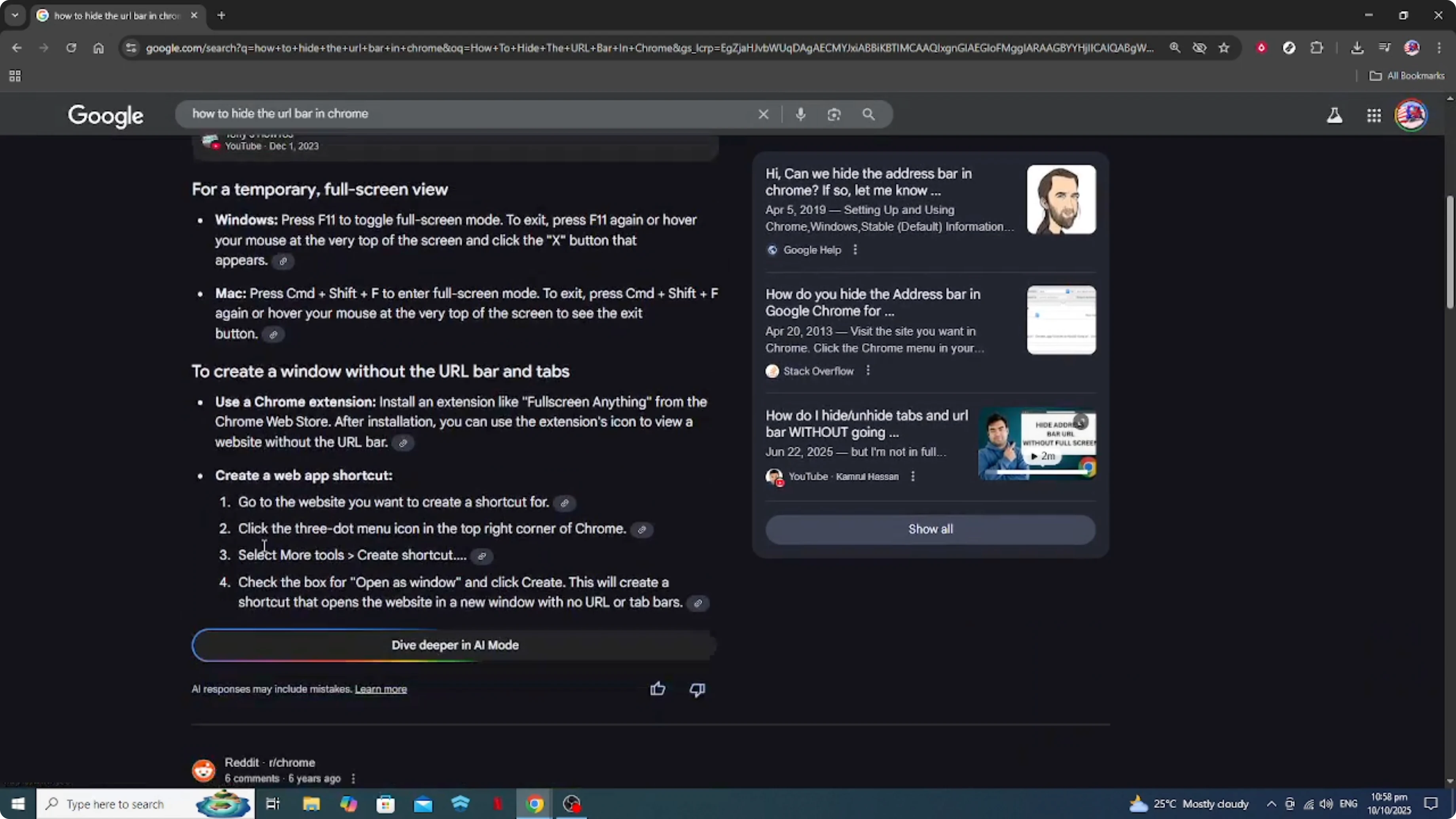 Screenshot from How To Hide The URL Bar In Chrome [2026 Guide] at 49s