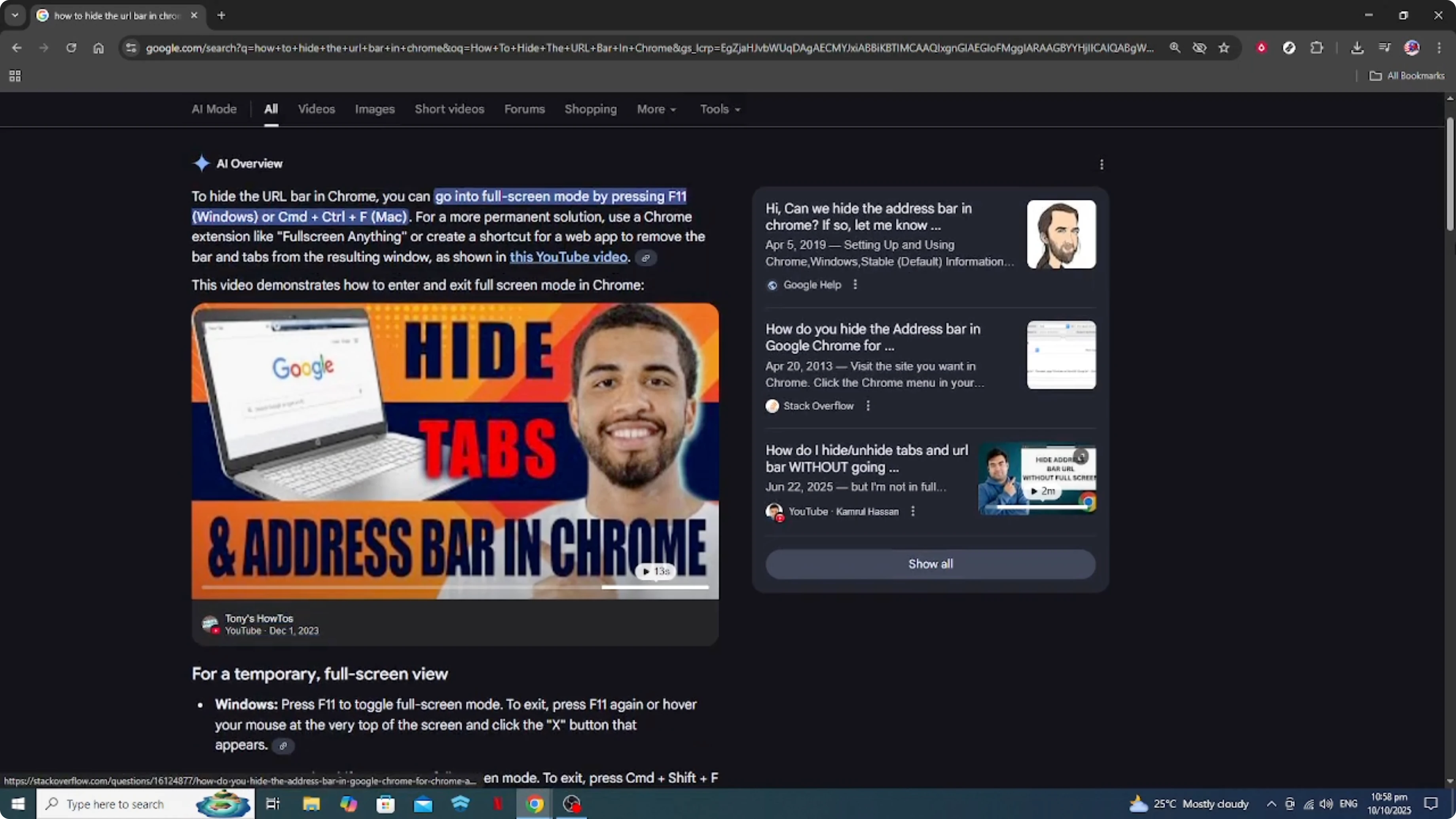 Screenshot from How To Hide The URL Bar In Chrome [2026 Guide] at 74s