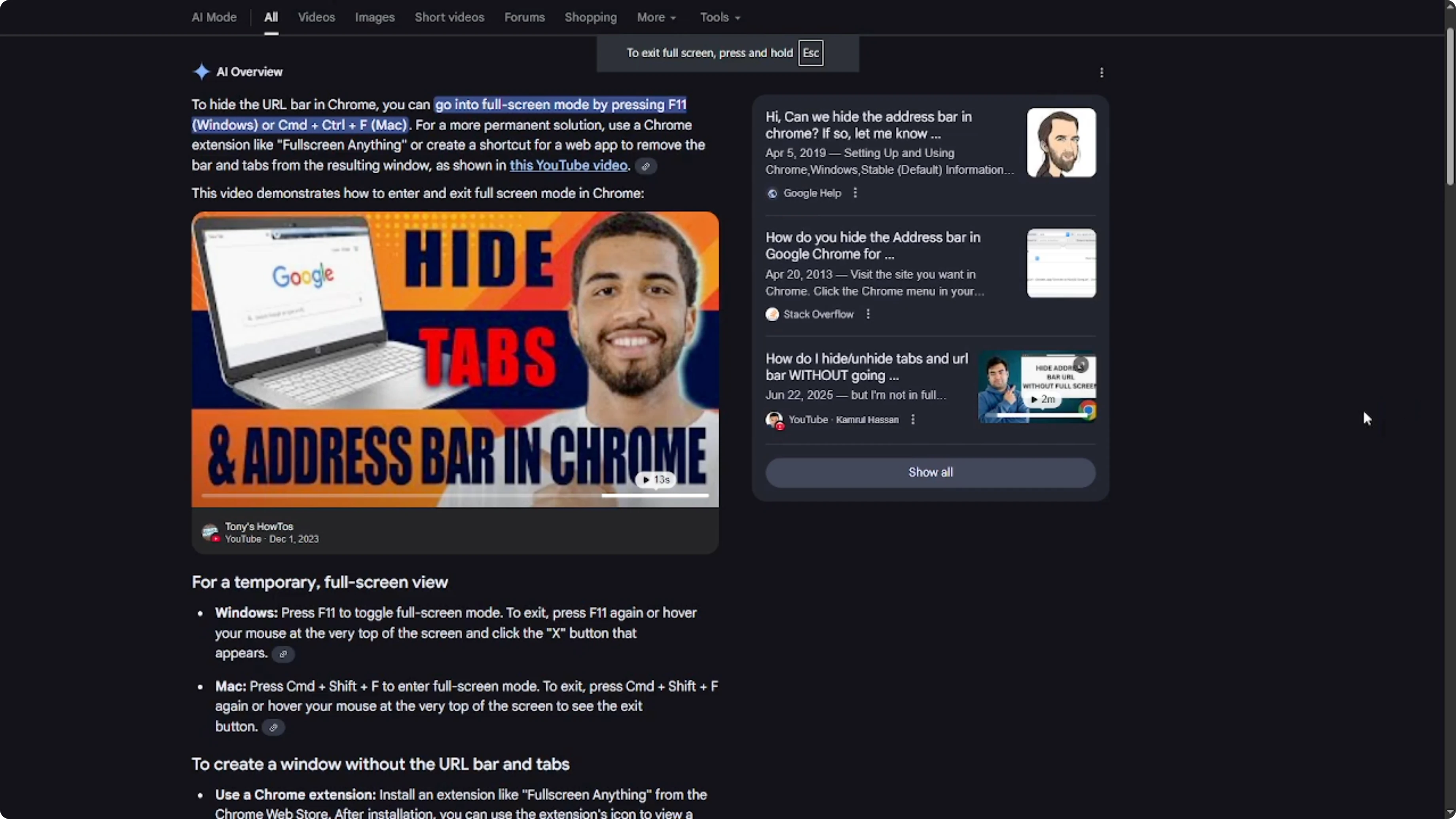 Screenshot from How To Hide The URL Bar In Chrome [2026 Guide] at 83s