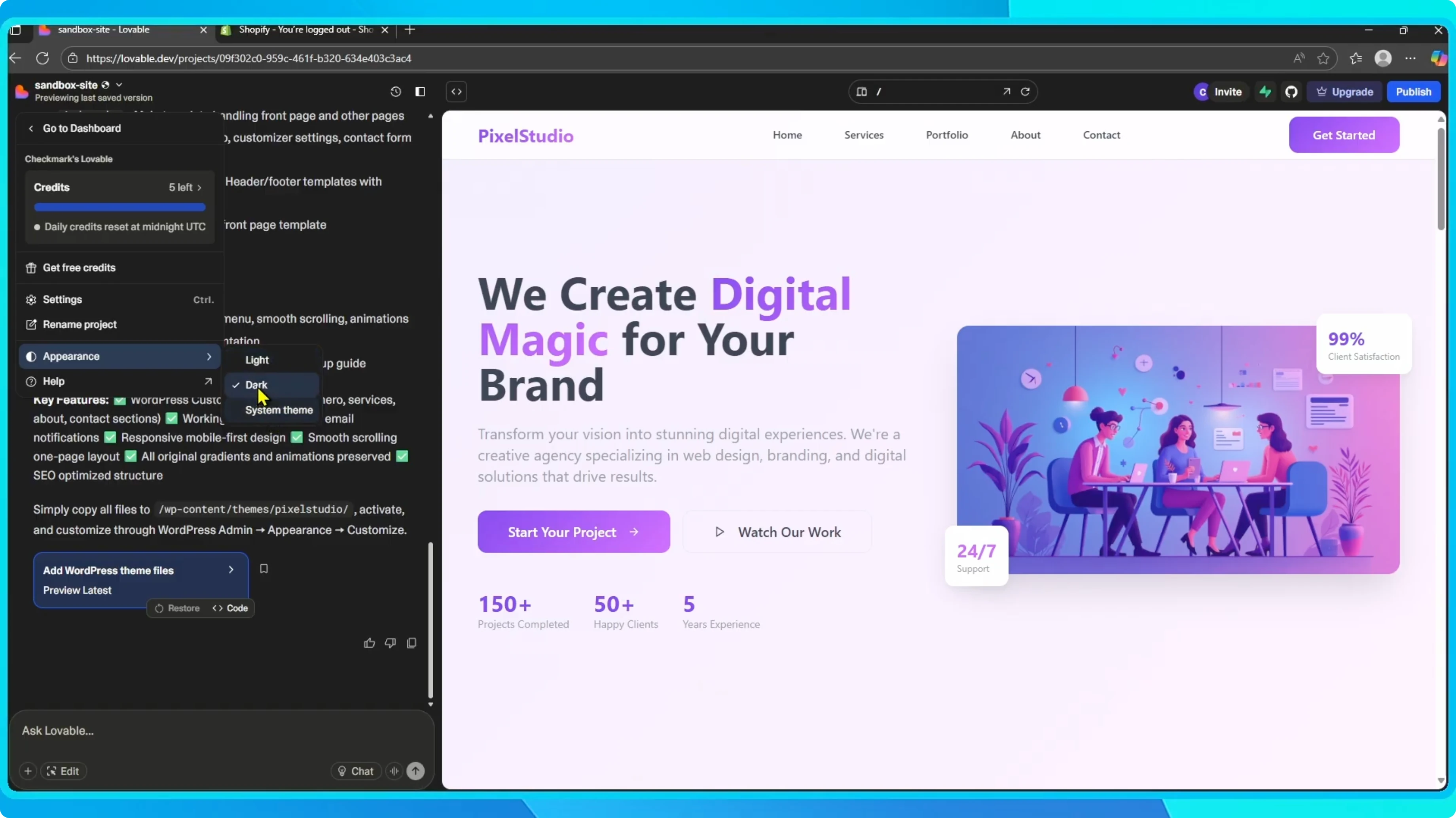 Screenshot from How to Change Dark Mode and Light Mode in Lovable? at 25s