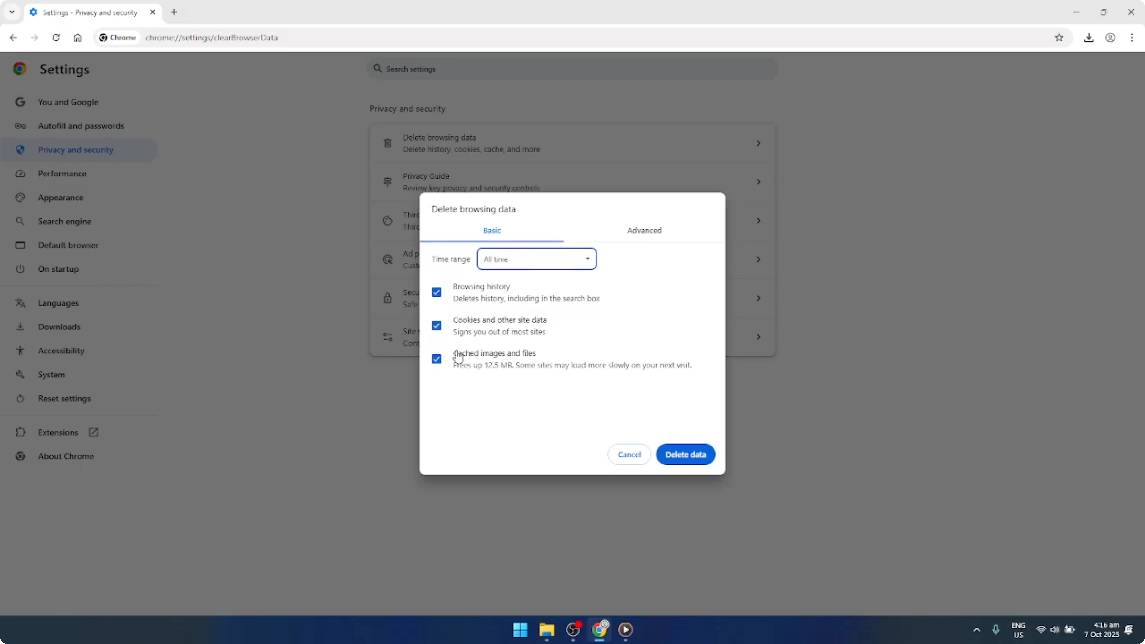 Screenshot from How To Clear Cache and Delete Cookies on Google Chrome [2026 Guide] at 103s