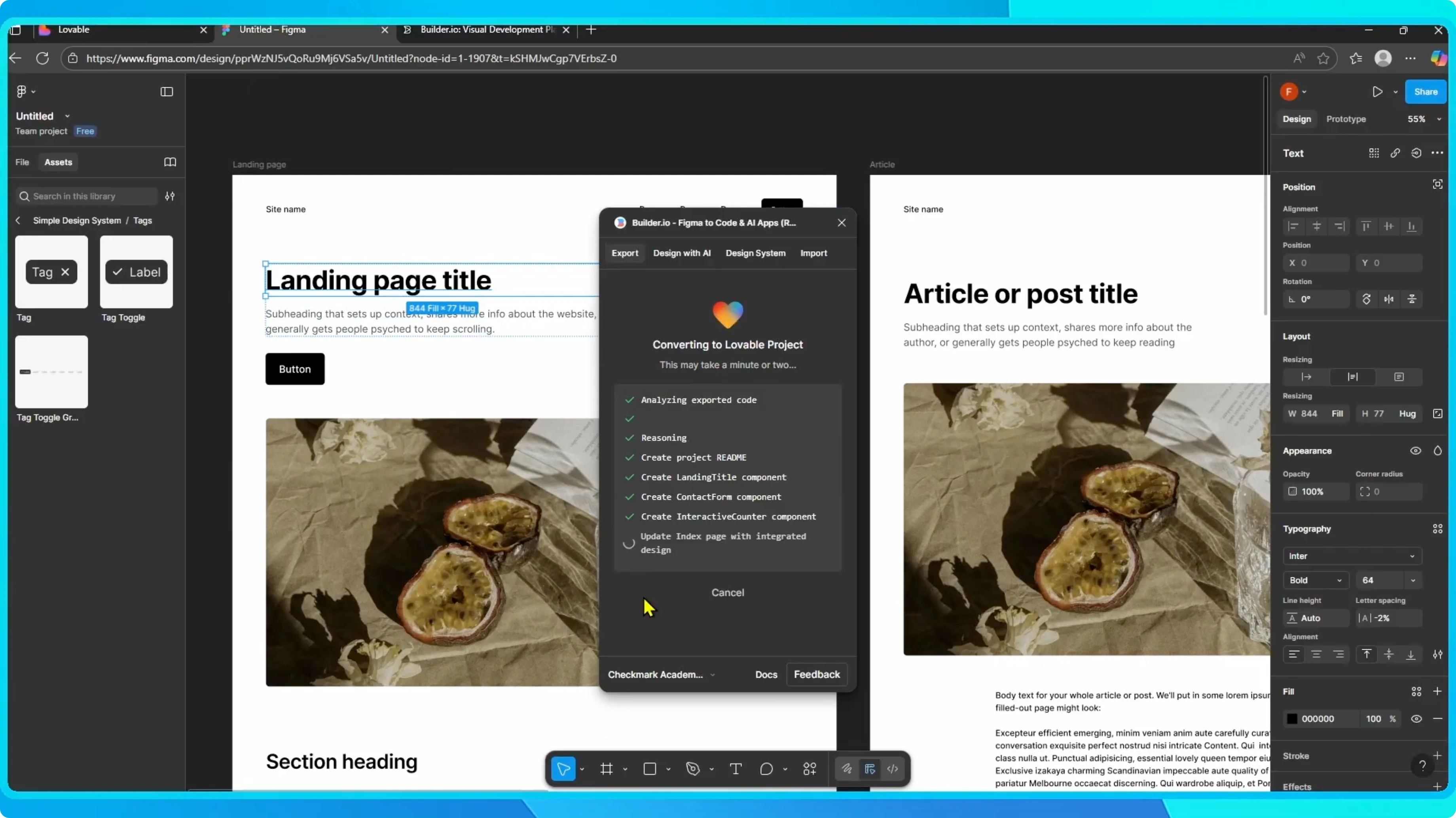 Screenshot from How to Connect Figma to Lovable? at 44s