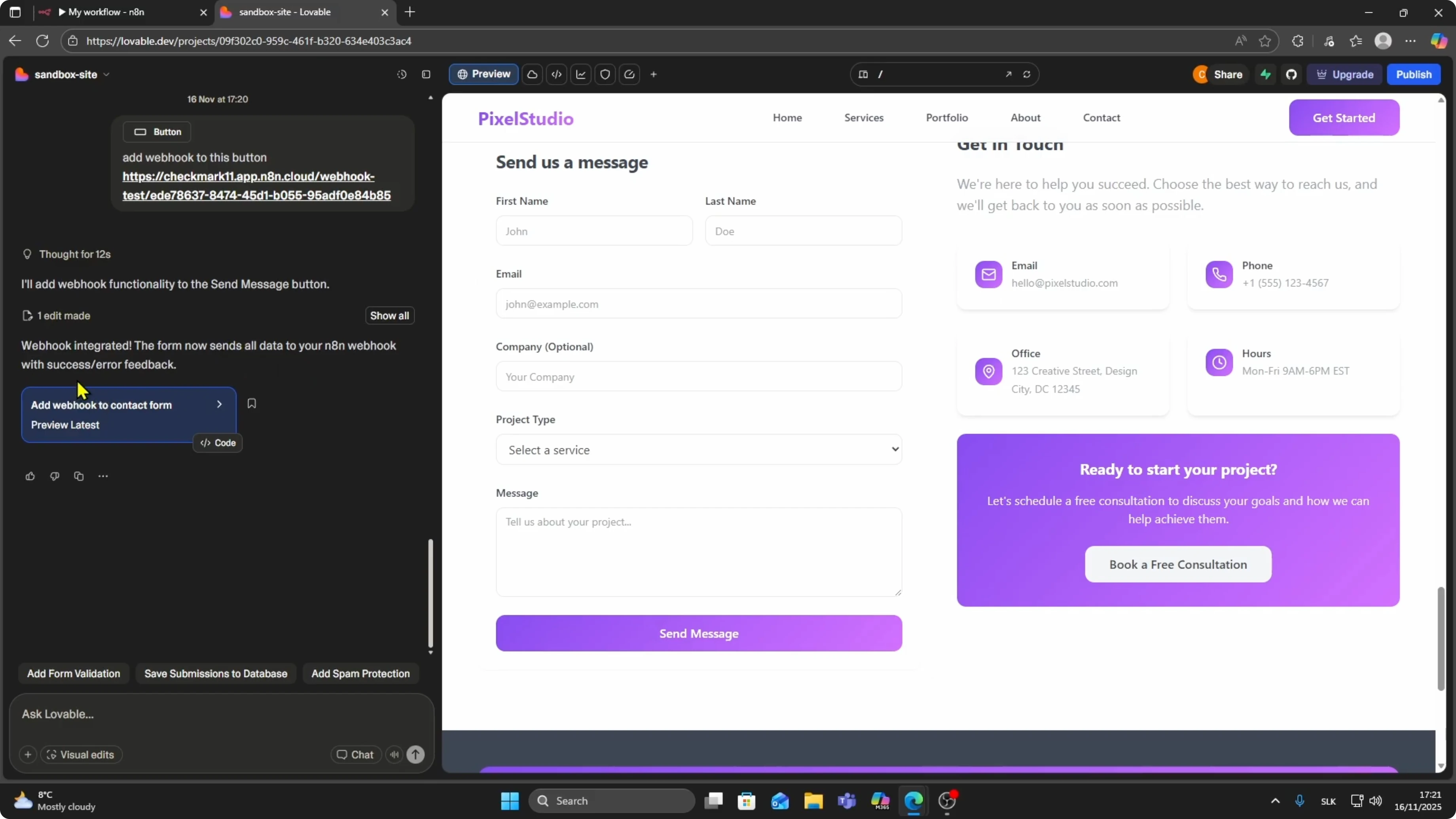 Screenshot from How to Connect Lovable to n8n in 2026? at 67s