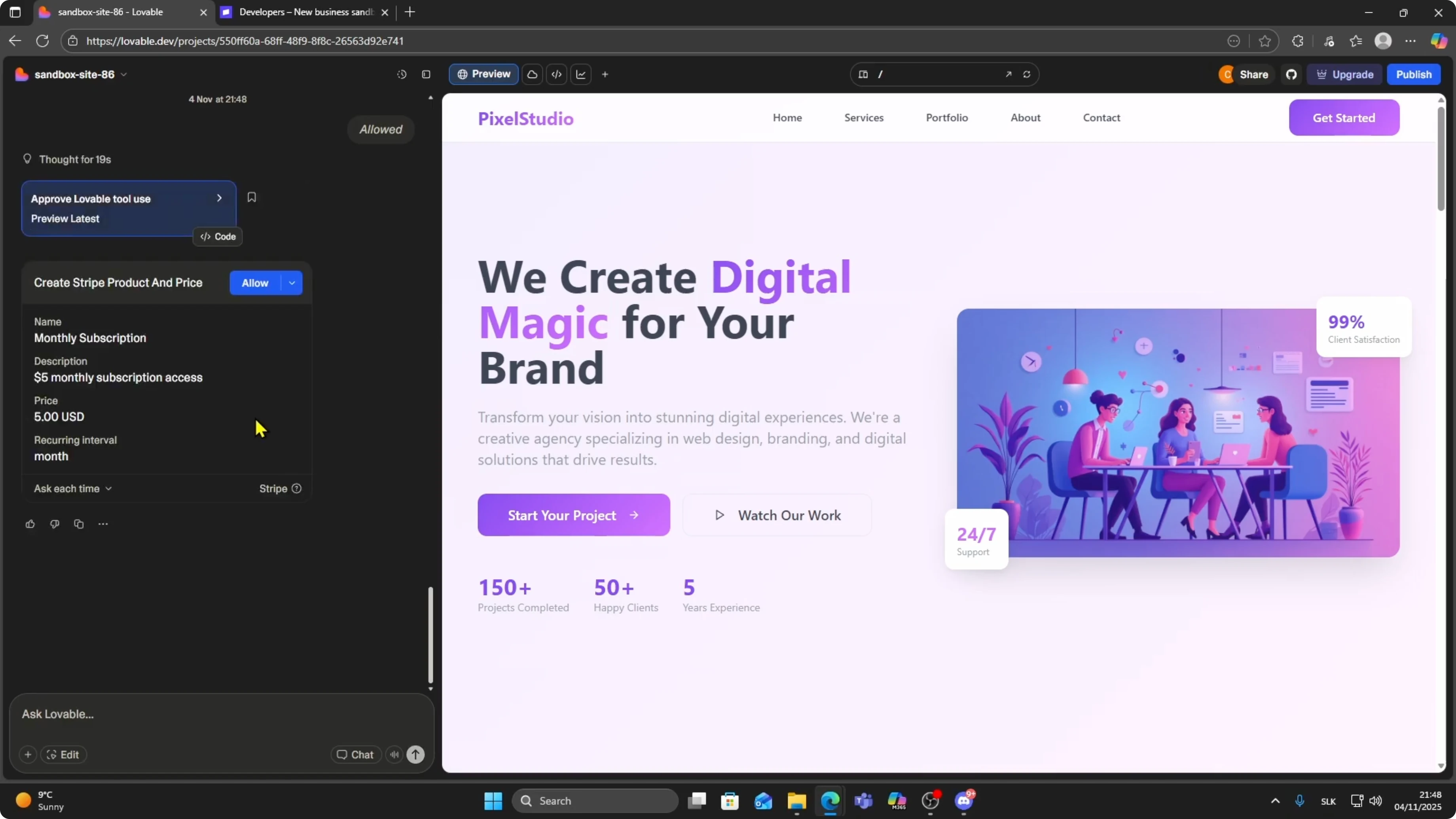 Screenshot from How To Connect Stripe To Lovable AI App Full Setup at 107s