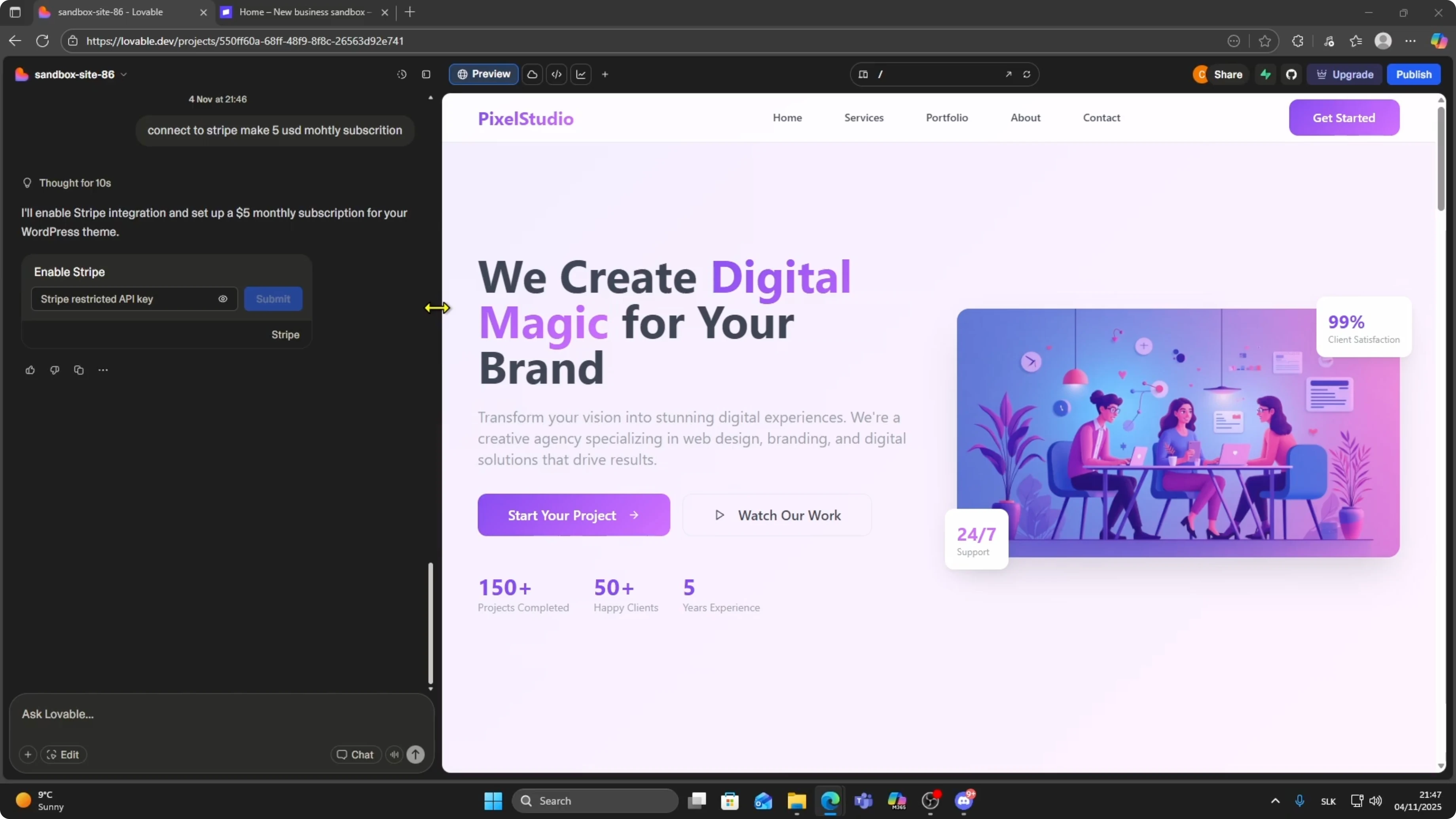 Screenshot from How To Connect Stripe To Lovable AI App Full Setup at 18s