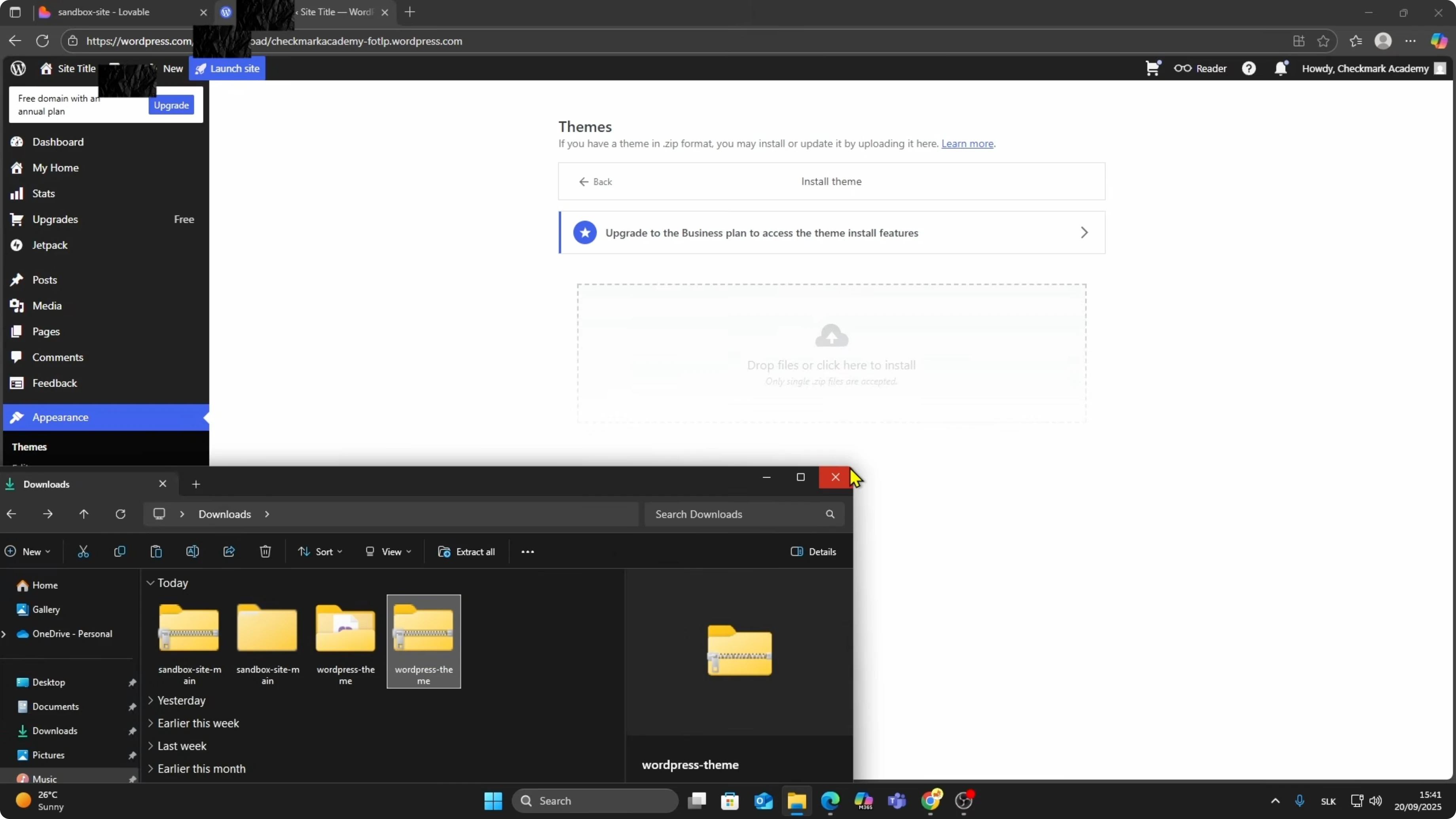 Screenshot from How to Convert a Lovable AI Site into a WordPress Theme? at 98s