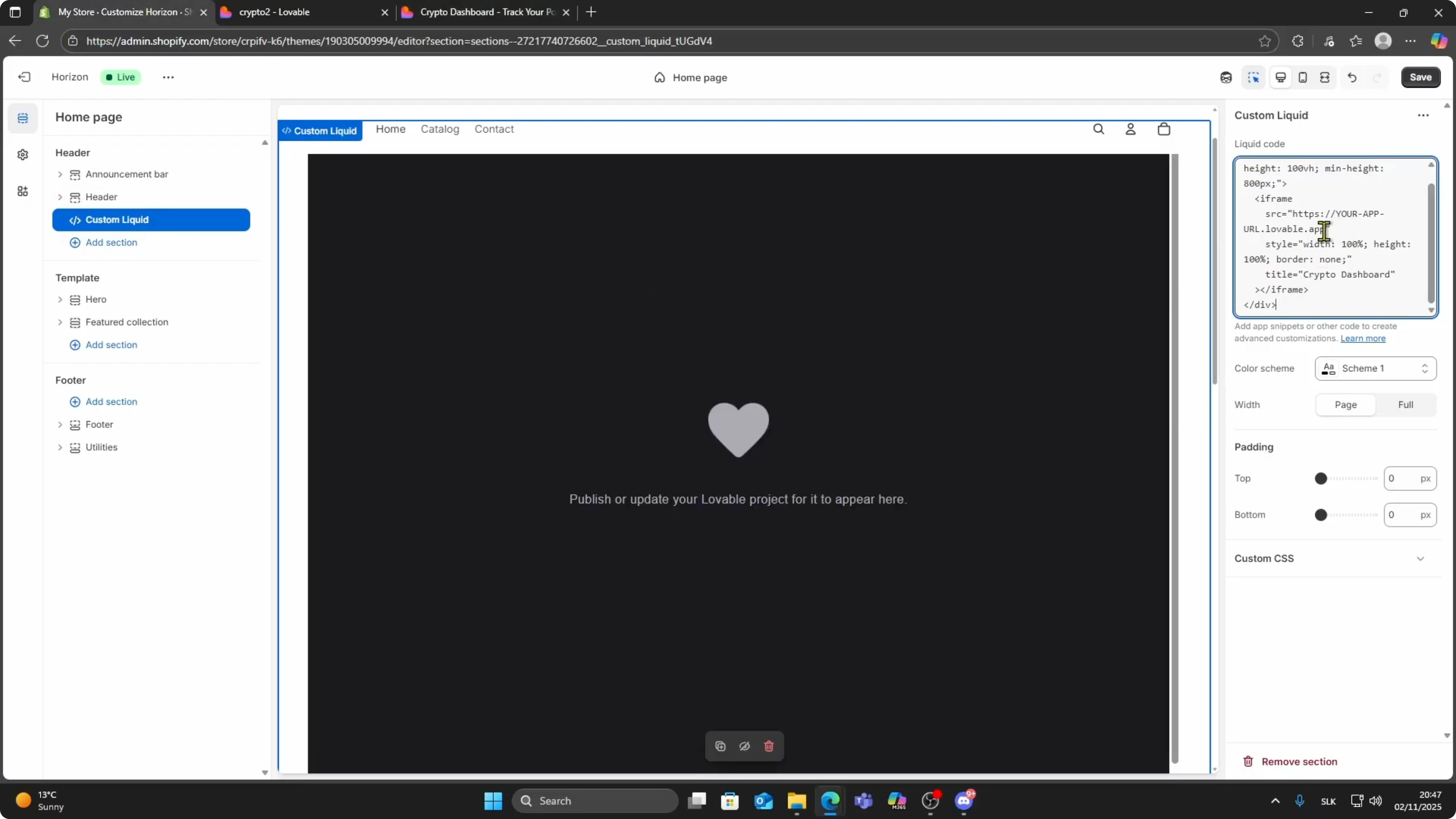 Screenshot from How to Embed Lovable AI Web App in Shopify? at 75s