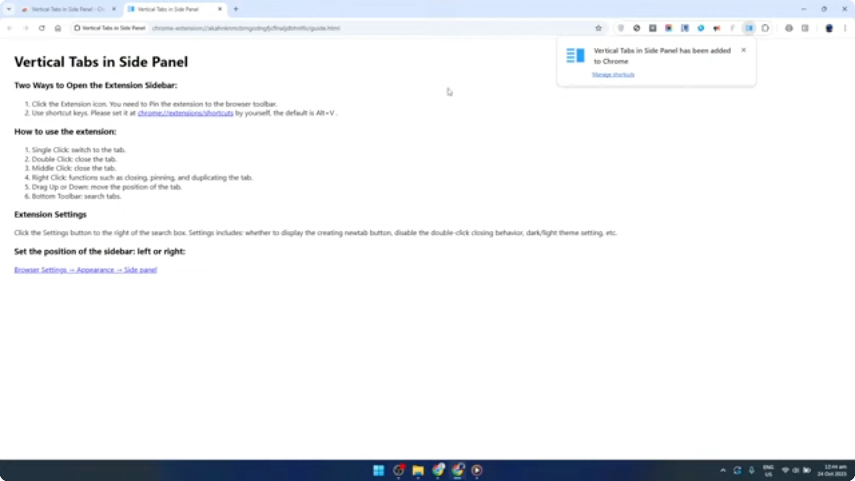 Screenshot from How To Enable Vertical Side Tabs in Google Chrome Browser [2026 Guide] at 50s