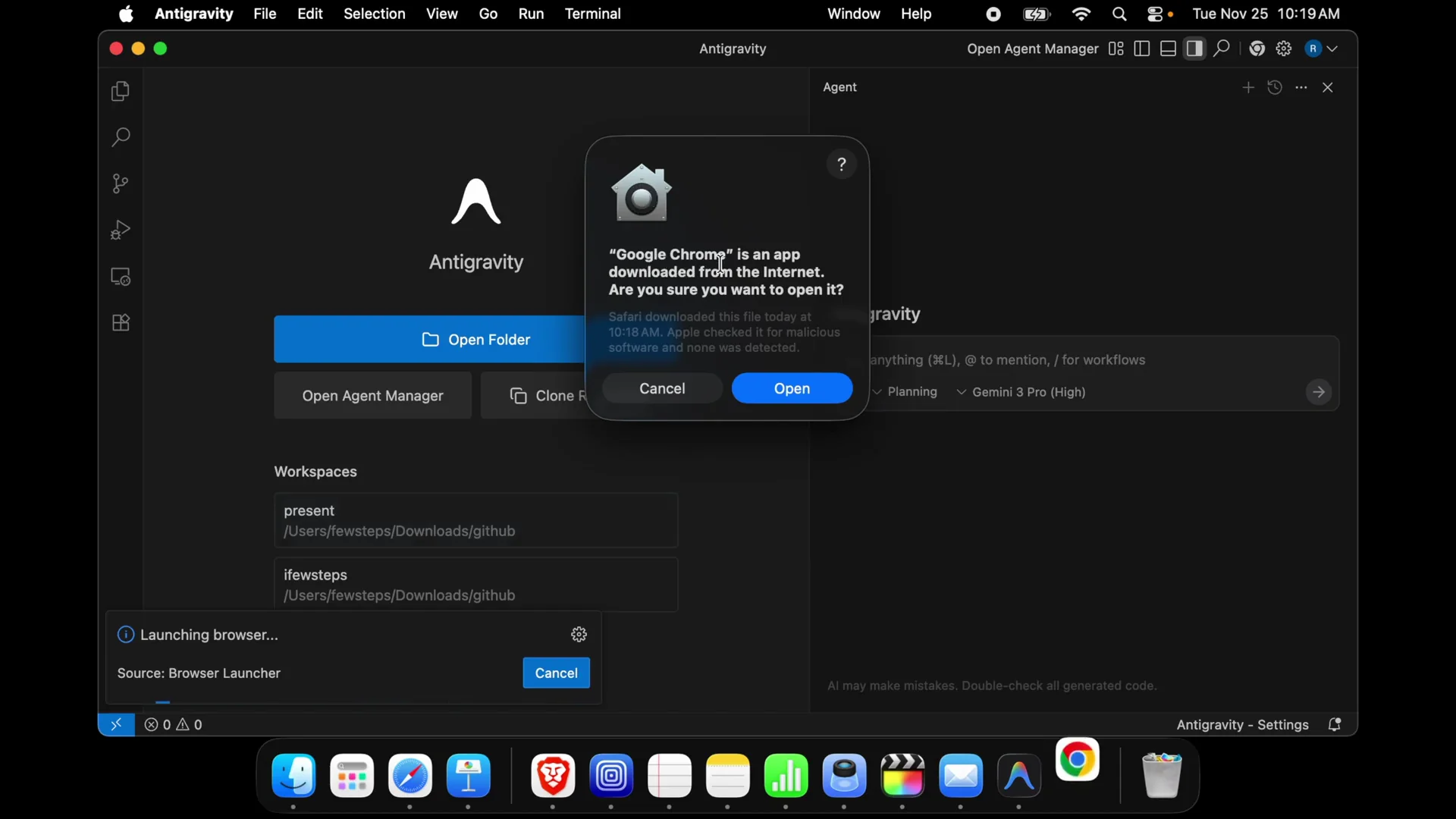 Fix the "Chrome Not Detected" Error in Google Antigravity on Mac screenshot 10