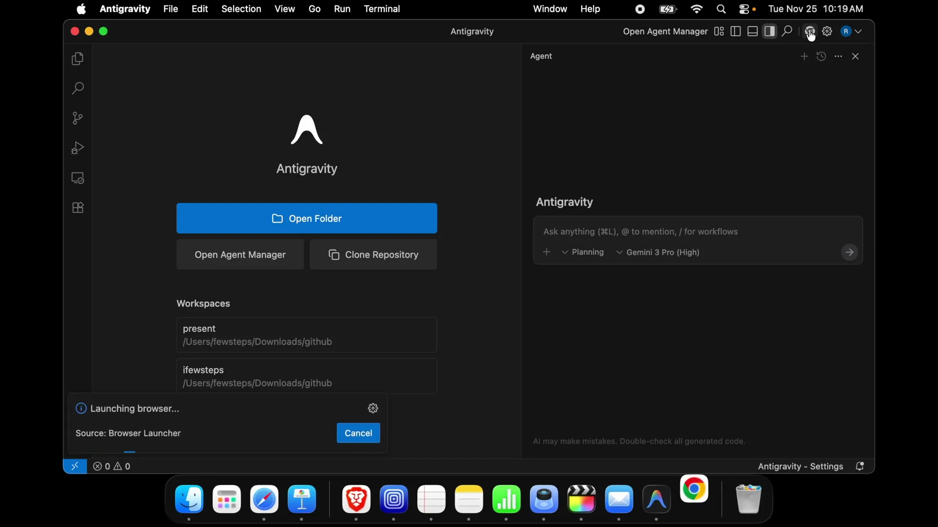 Fix the "Chrome Not Detected" Error in Google Antigravity on Mac screenshot 6