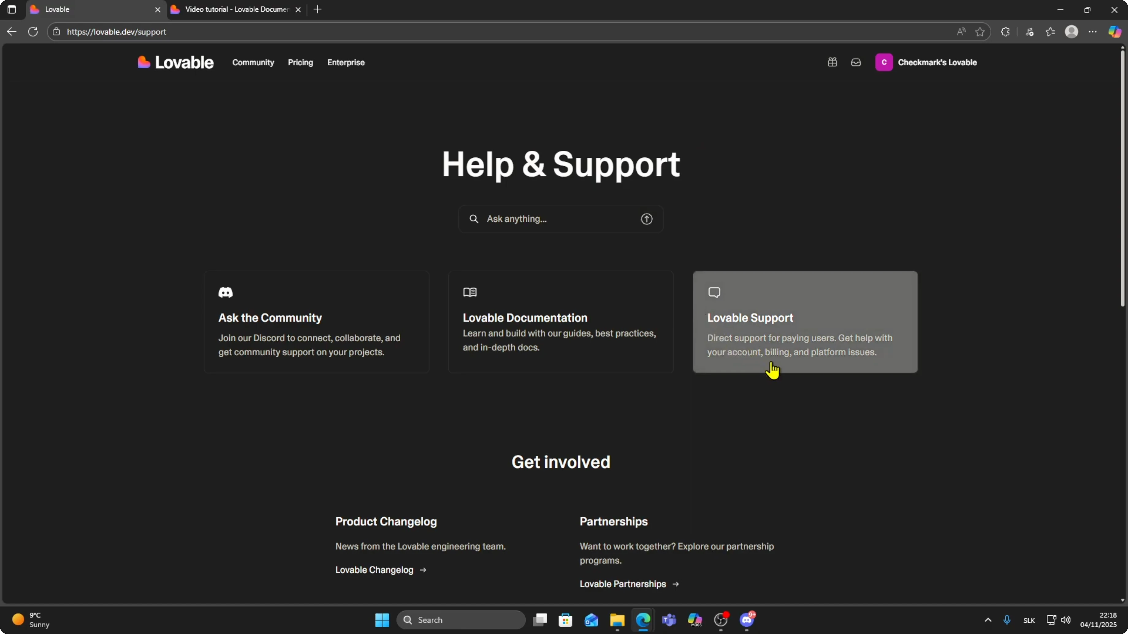 Screenshot from How To Fix Errors in Lovable AI | Support, Docs & Troubleshooting Guide at 93s
