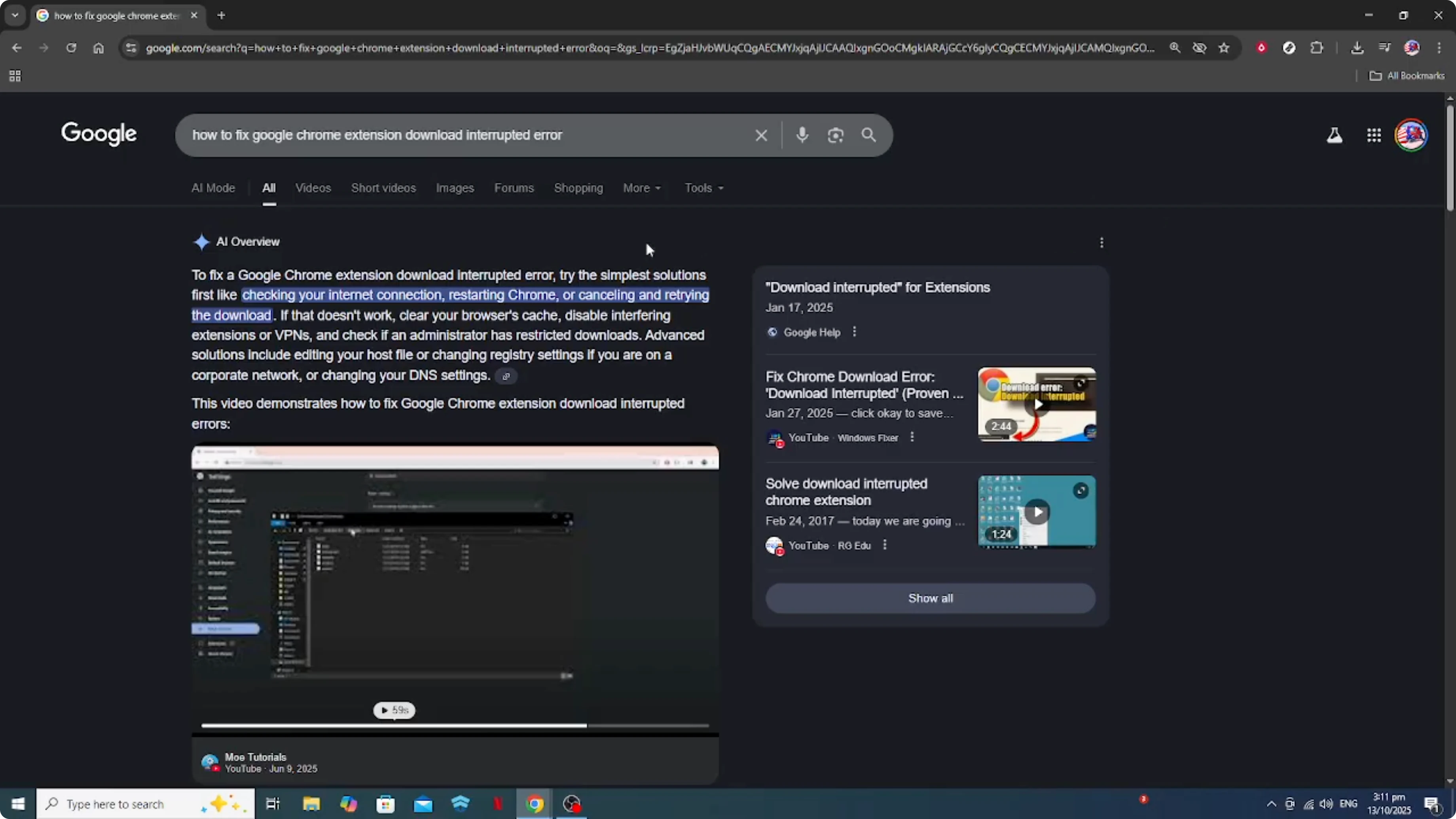 Screenshot from How To Fix Google Chrome Extension Download Interrupted Error [2026 Guide] at 42s