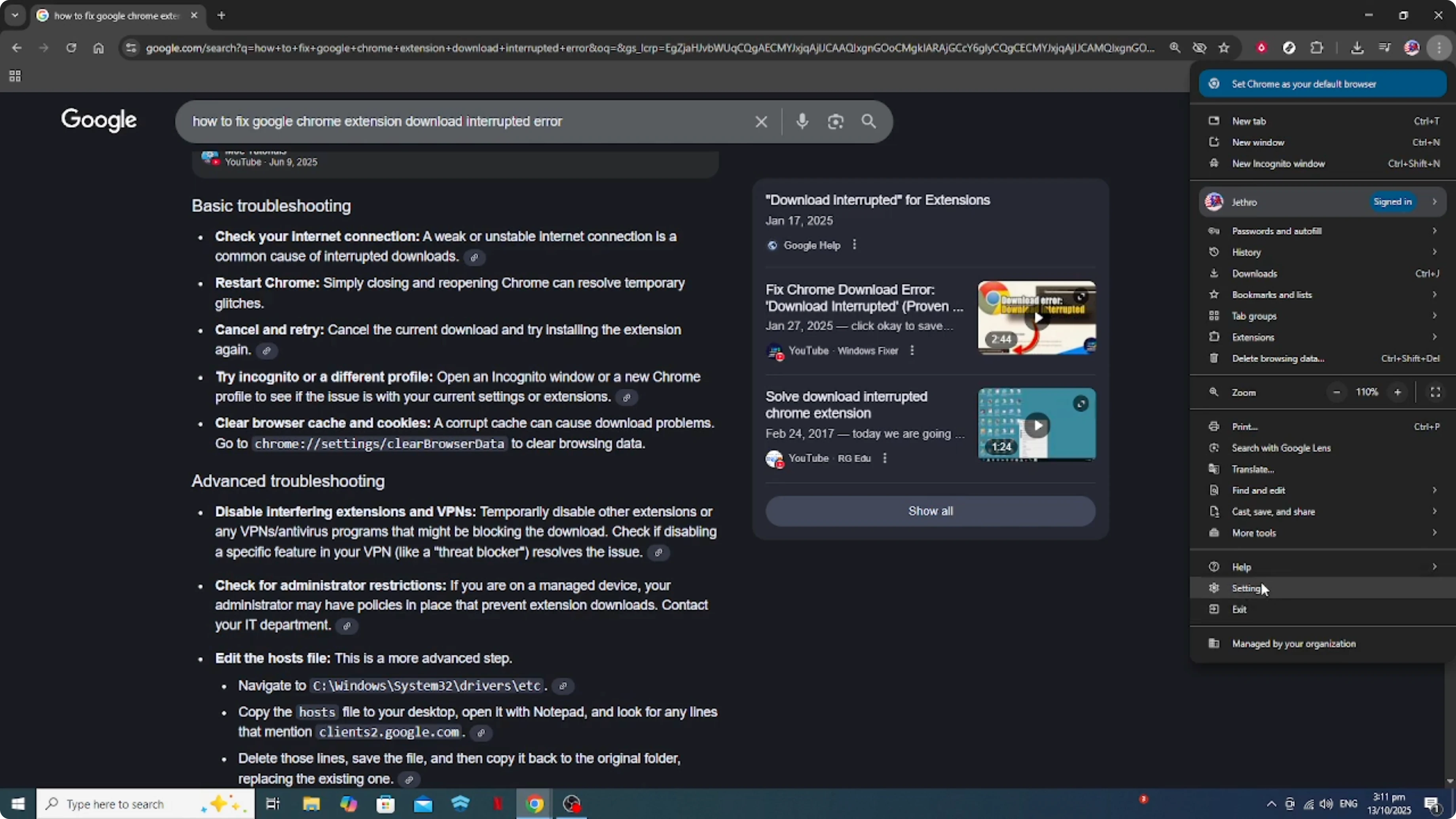 Screenshot from How To Fix Google Chrome Extension Download Interrupted Error [2026 Guide] at 94s
