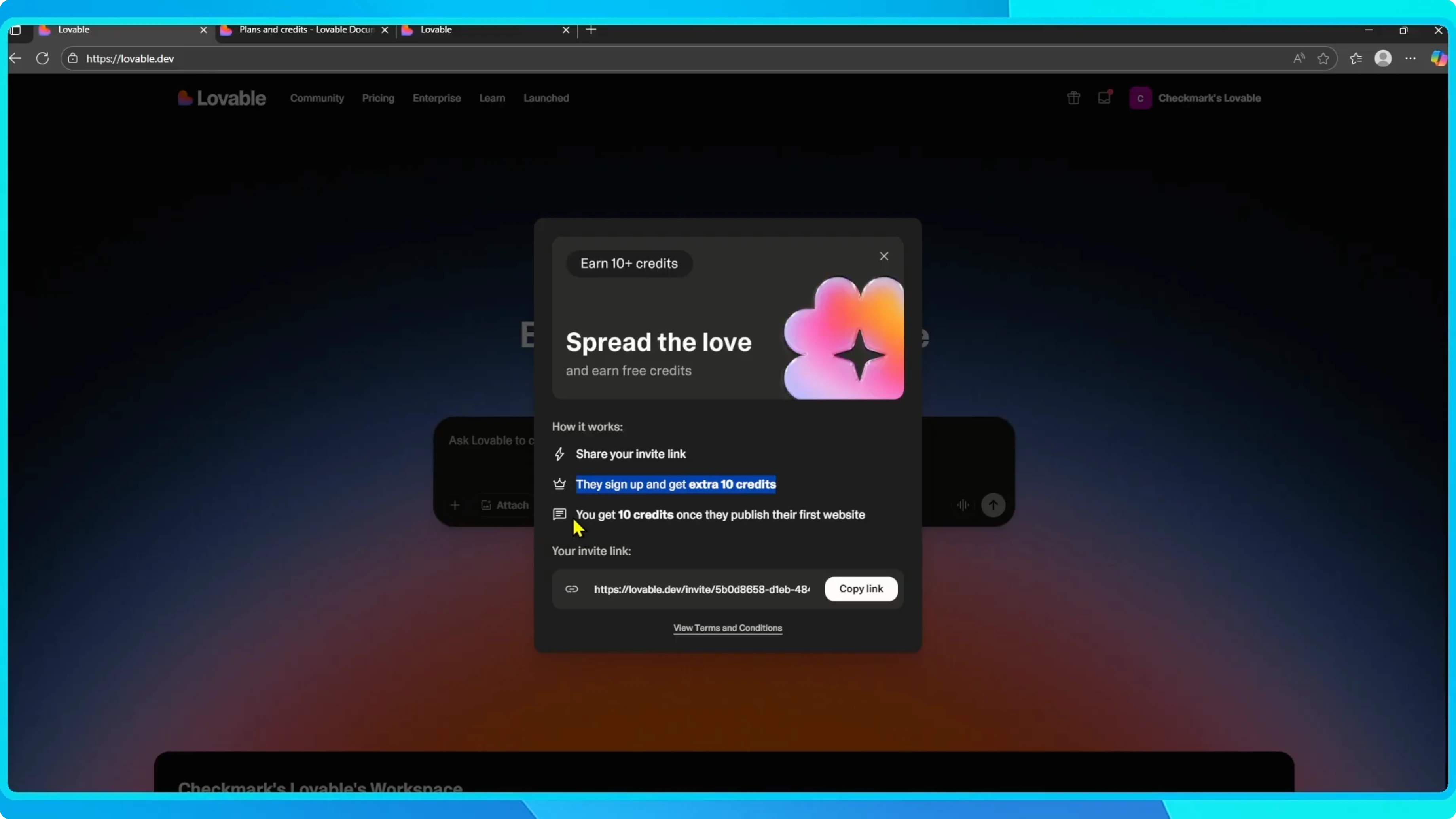 Screenshot from How to Get More Credits in Lovable AI (Free & Paid Options Explained) at 35s
