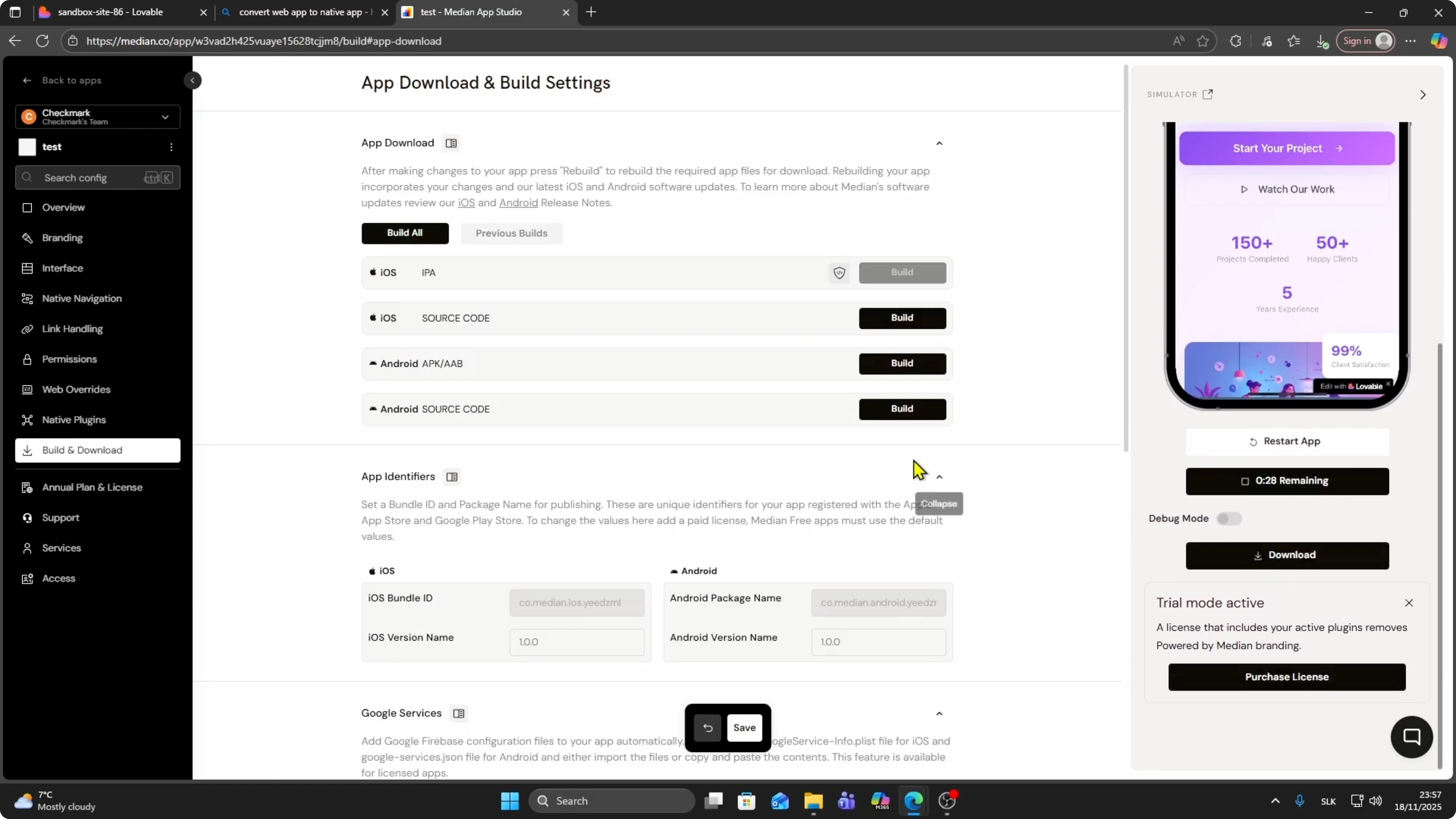 Screenshot from How to Publish Lovable App to the Google Play Store? at 106s