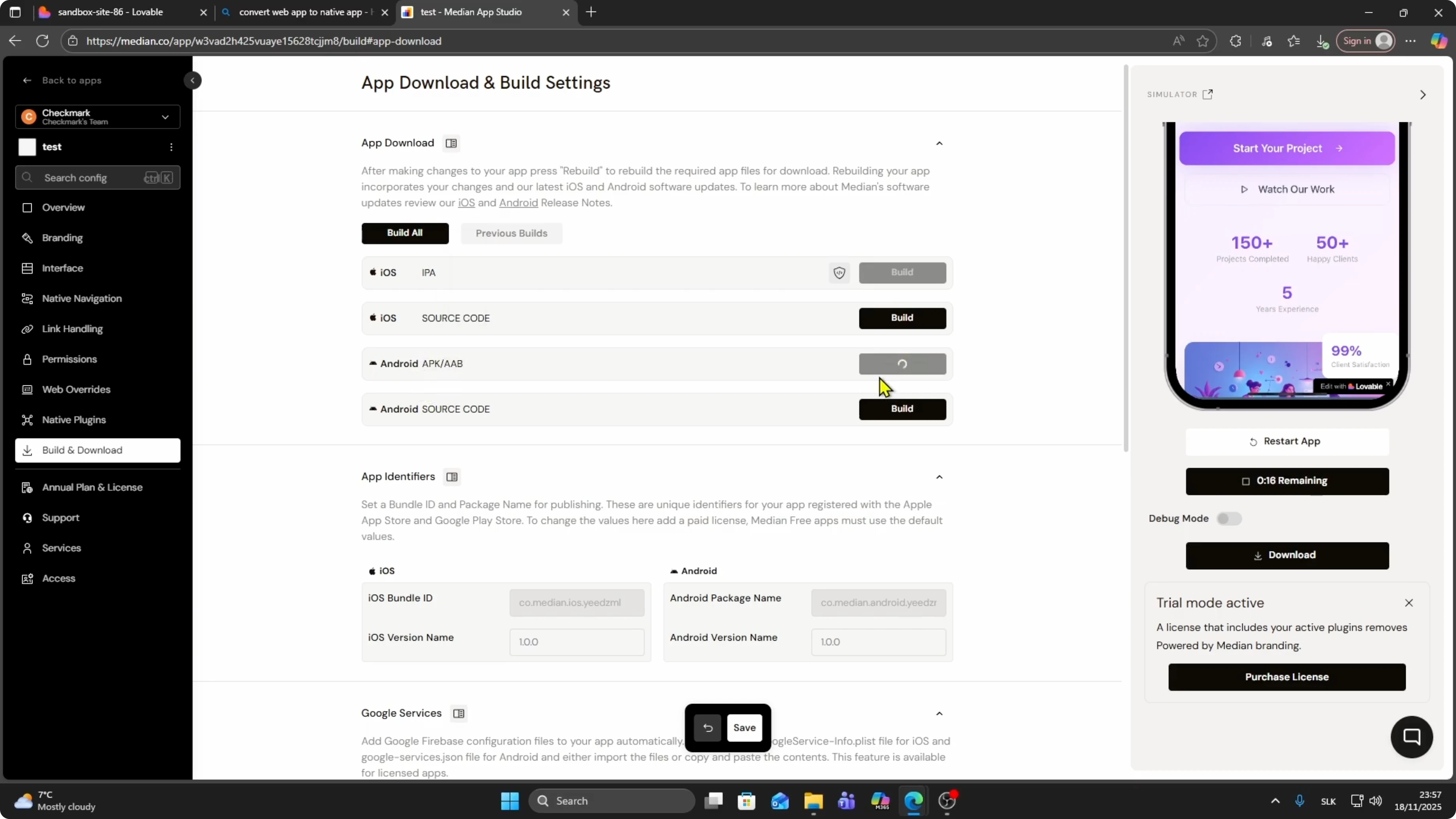 Screenshot from How to Publish Lovable App to the Google Play Store? at 118s