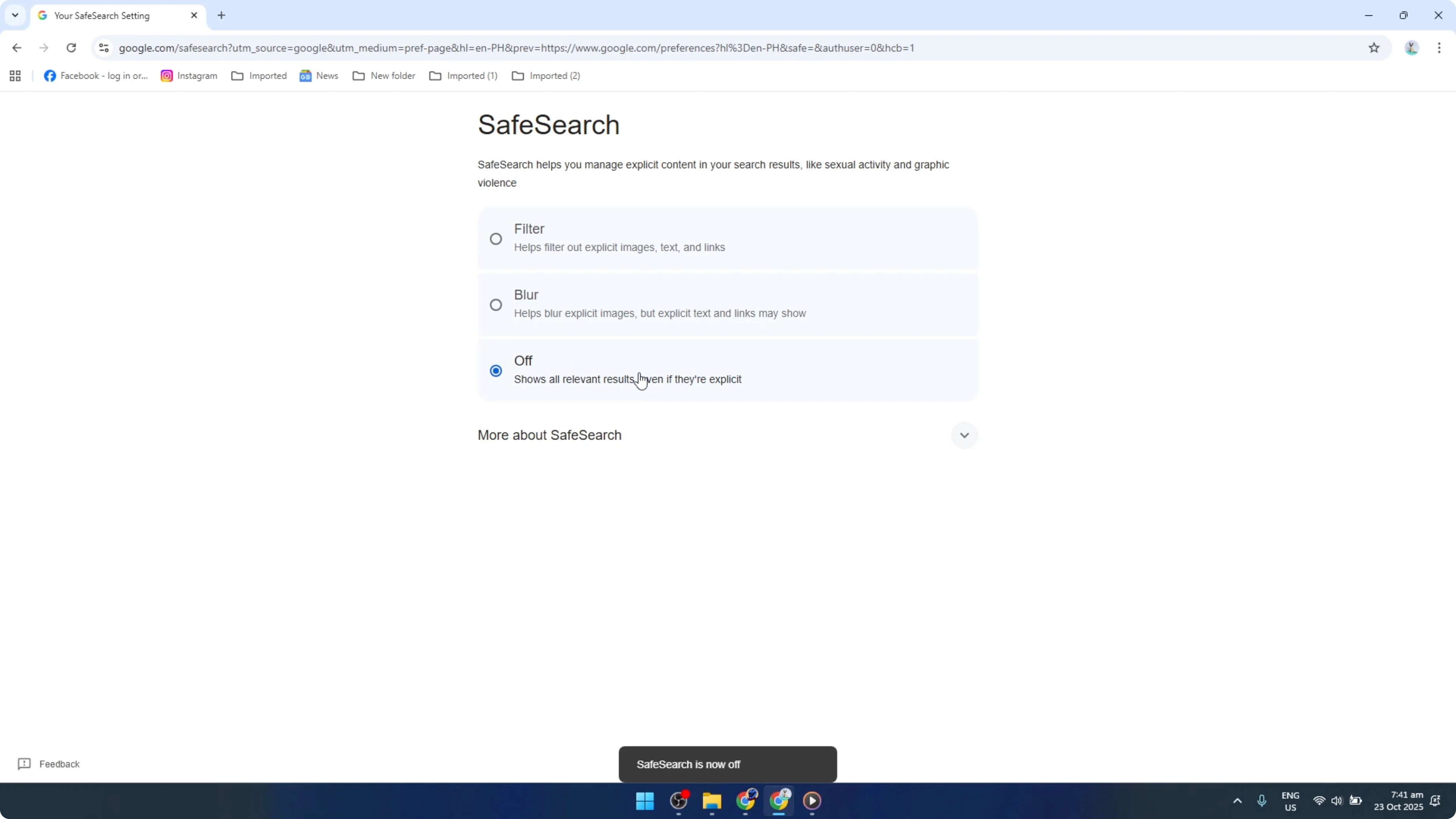 Screenshot from How To Remove Safe Search on Google Chrome [2026 Guide] at 108s