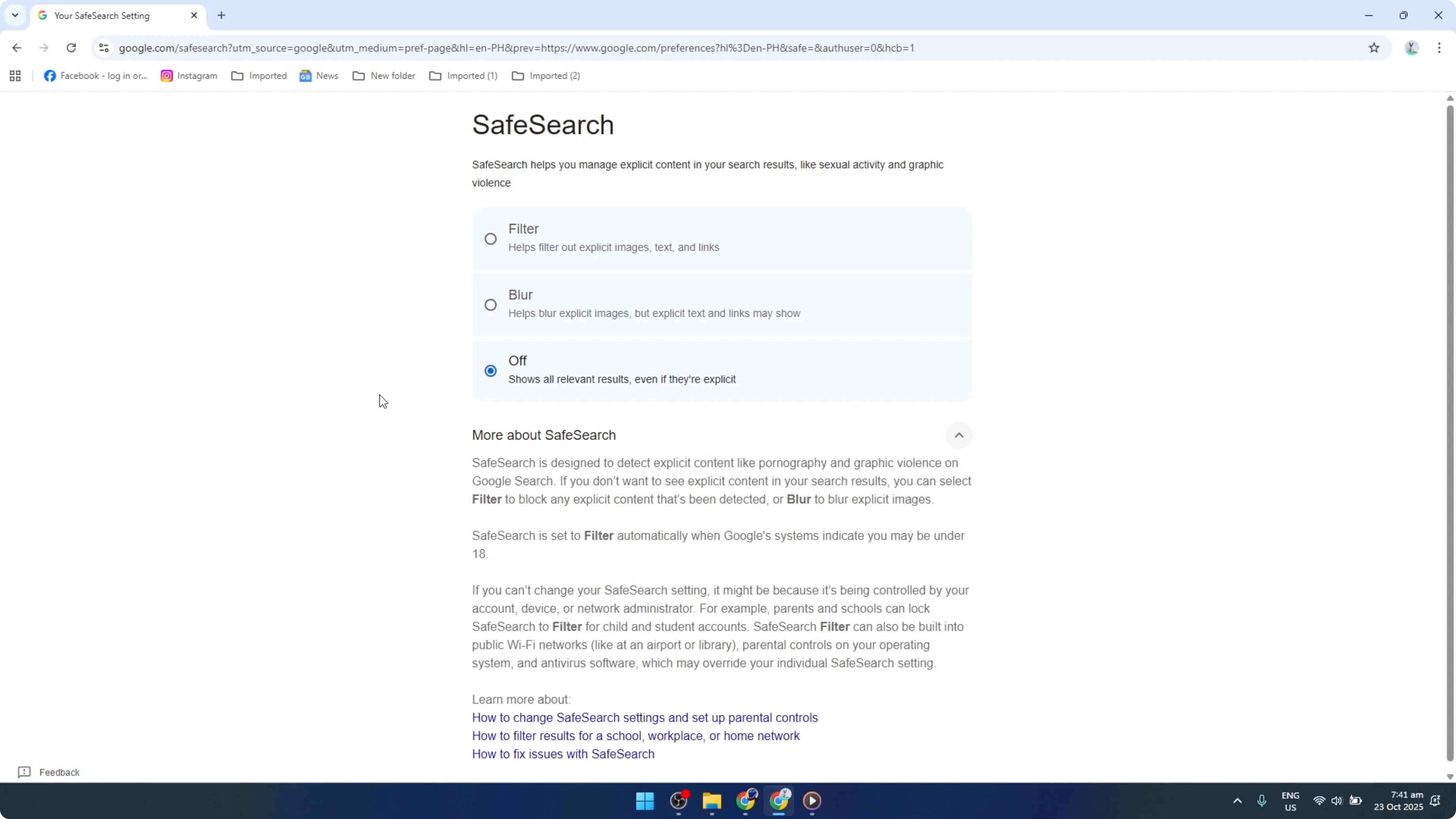 Screenshot from How To Remove Safe Search on Google Chrome [2026 Guide] at 126s