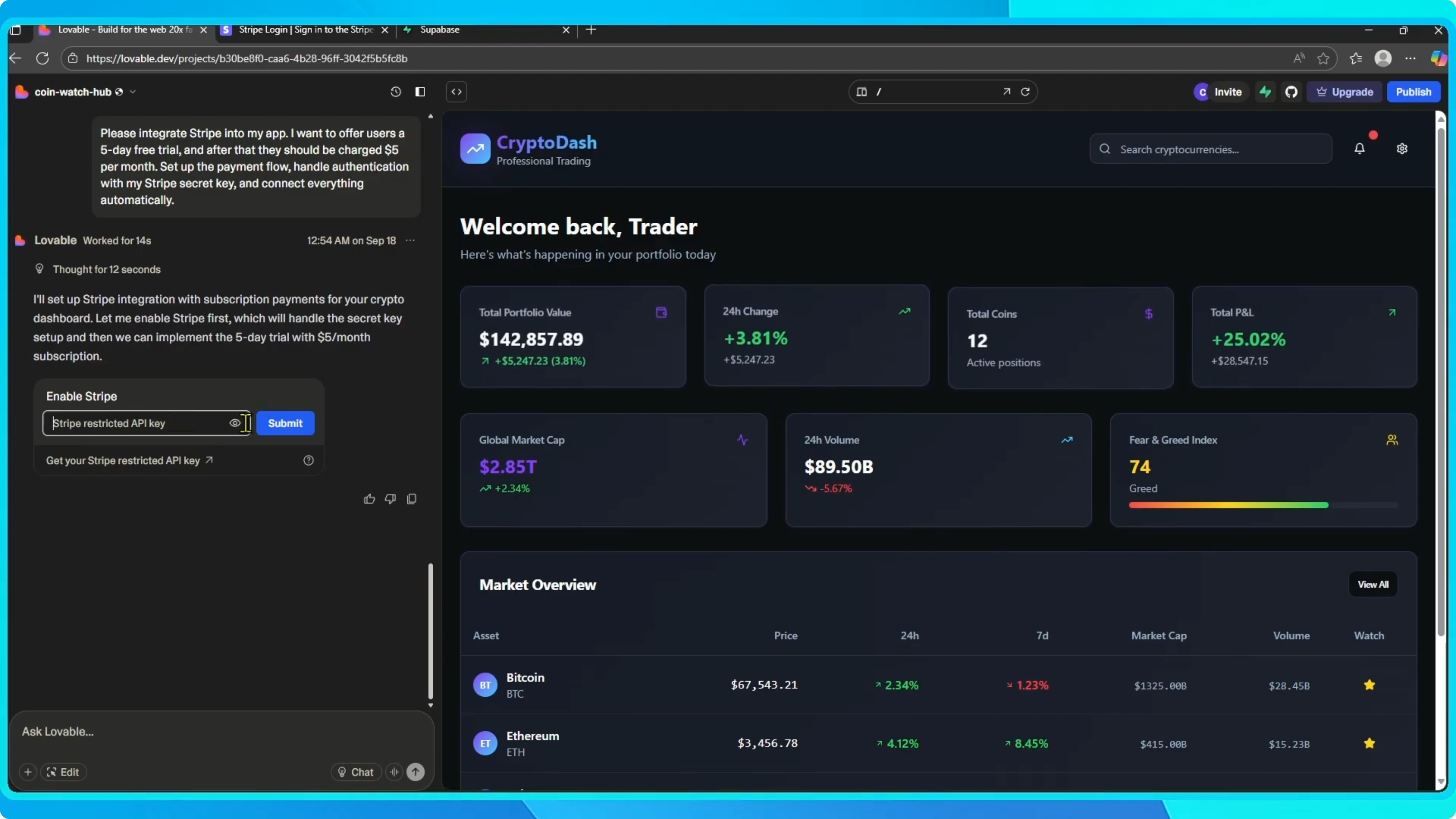 Screenshot from How to Set Up Stripe Payments in Lovable? at 24s