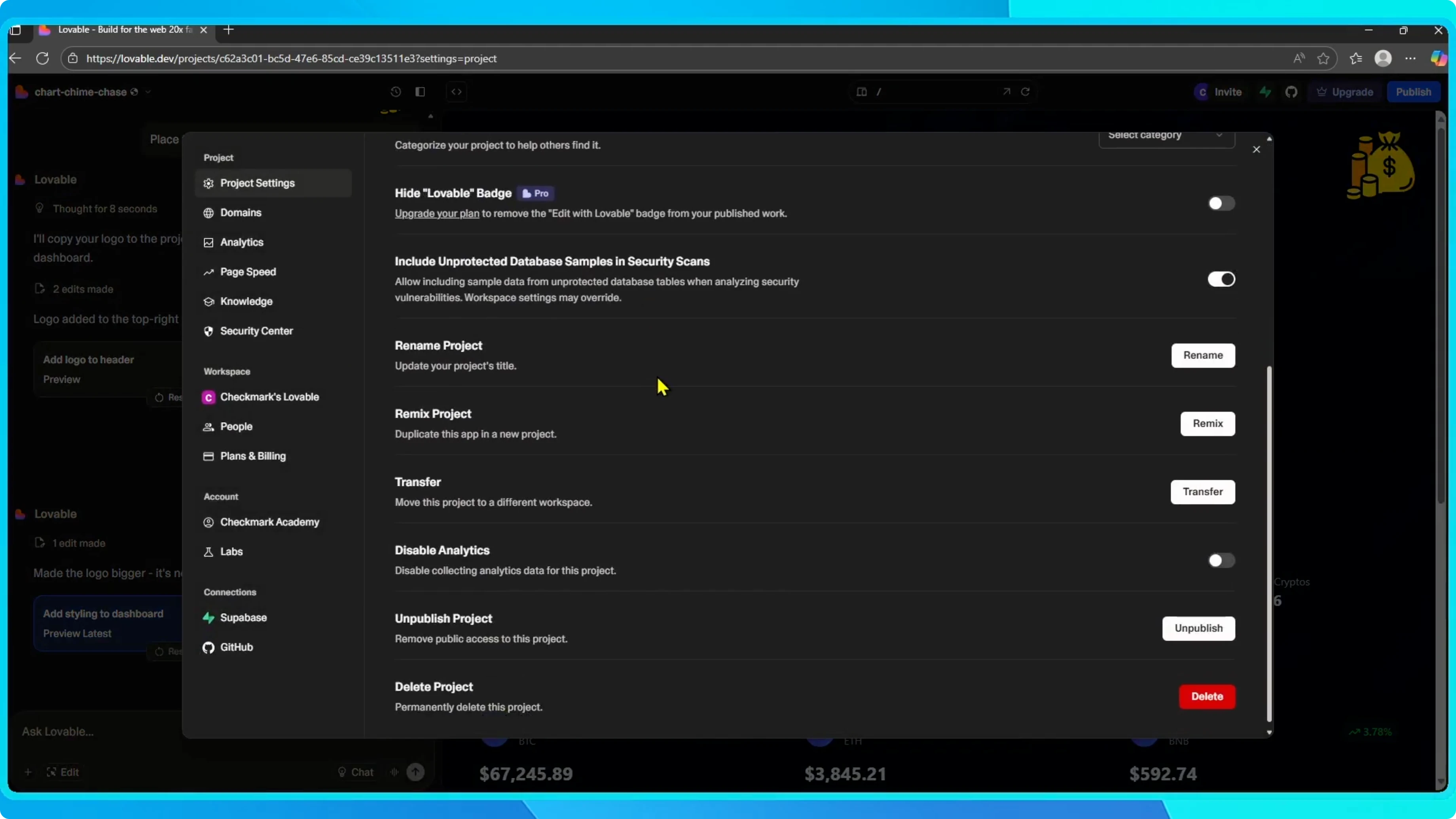 Screenshot from How to Transfer a Project to Another Account in Lovable? at 13s