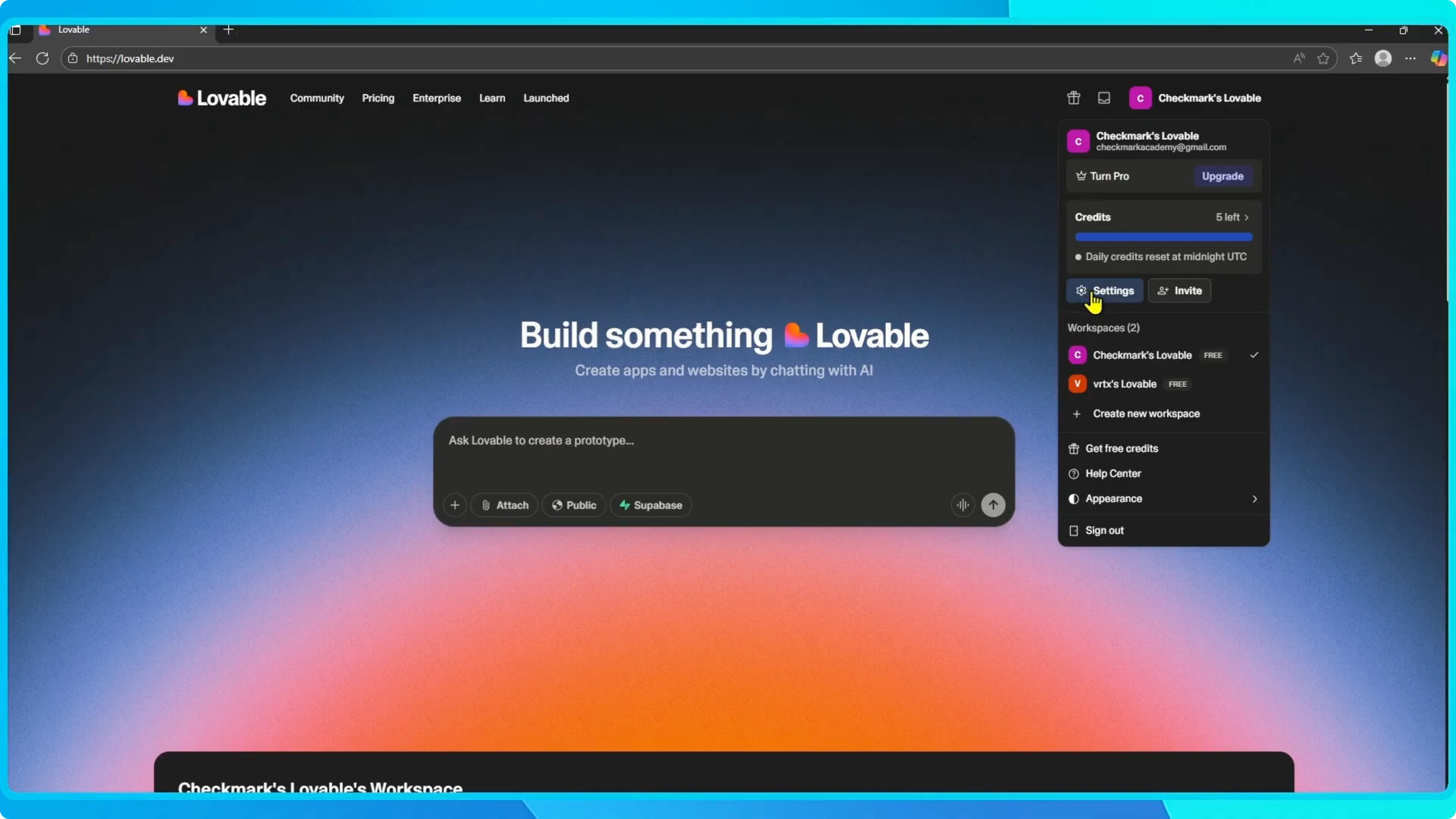 Screenshot from How to Upgrade Your Lovable Account? at 3s